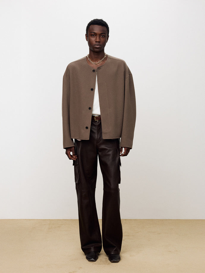 Tonywack - Hand-Made Wool Collarless Jacket (Taupe) product image 2 | TRAB K-Fashion Australia