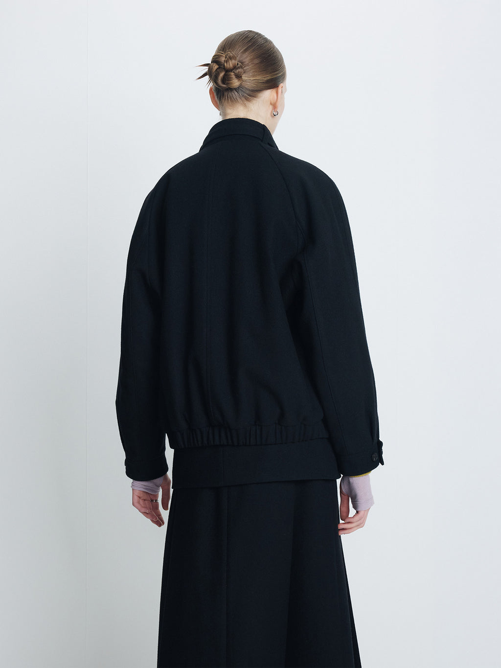 Tonywack - Wool Flannel Belted Stand Collar Bomber (Black) product image 4 | TRAB K-Fashion Australia