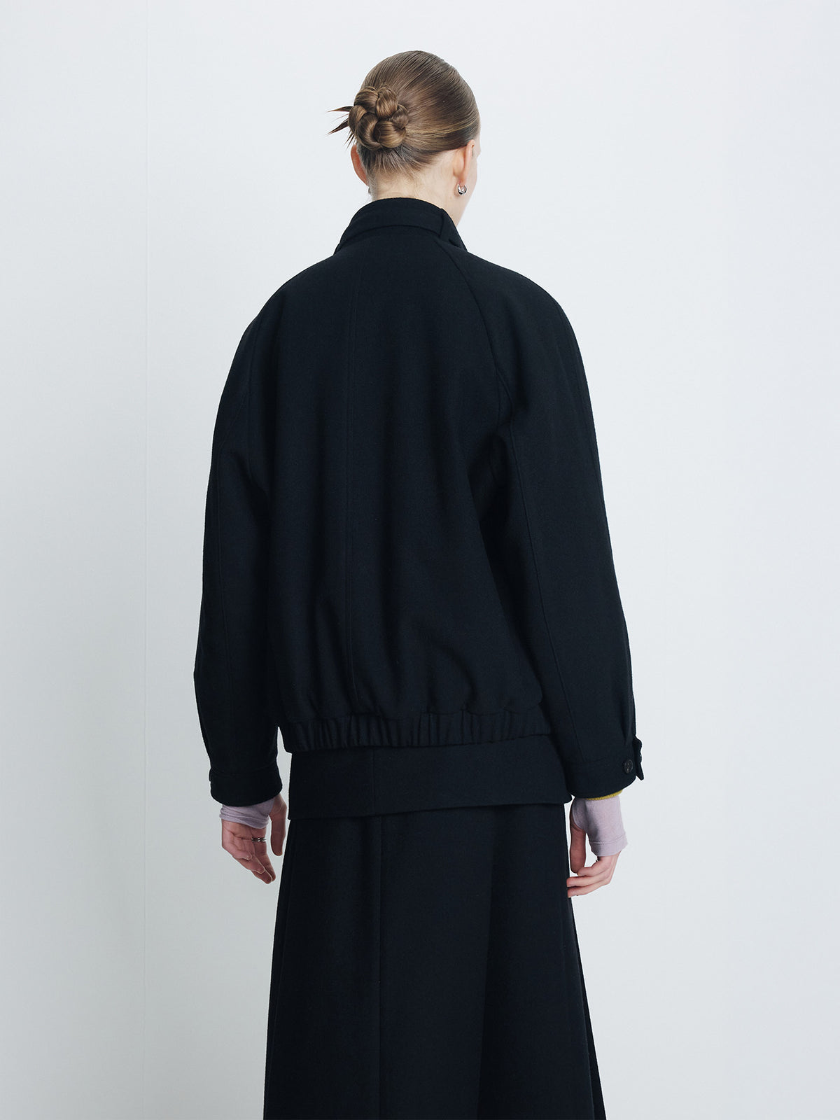 Tonywack - Wool Flannel Belted Stand Collar Bomber (Black) product image 4 | TRAB K-Fashion Australia