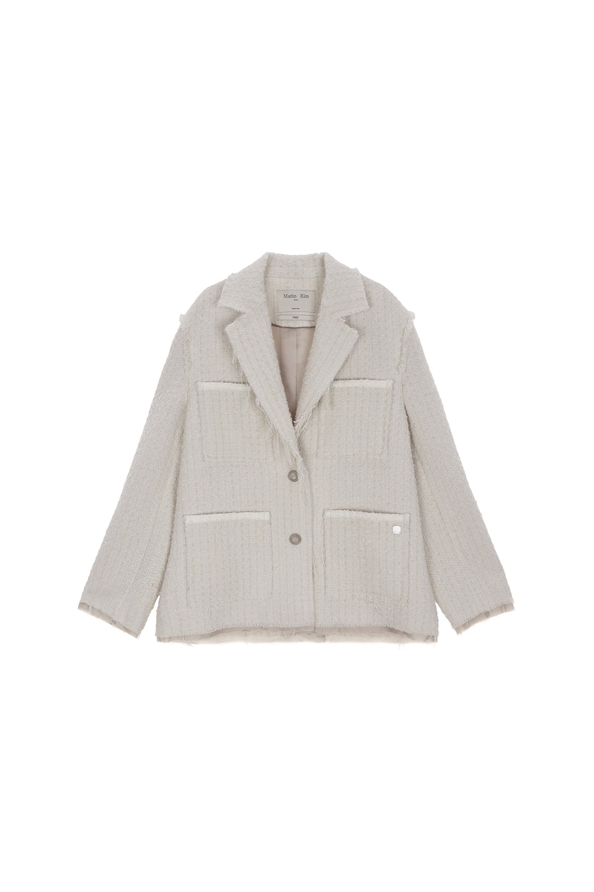 Matin Kim - Tweed Pocket Blazer (Ivory) product image 1 | TRAB K-Fashion Australia