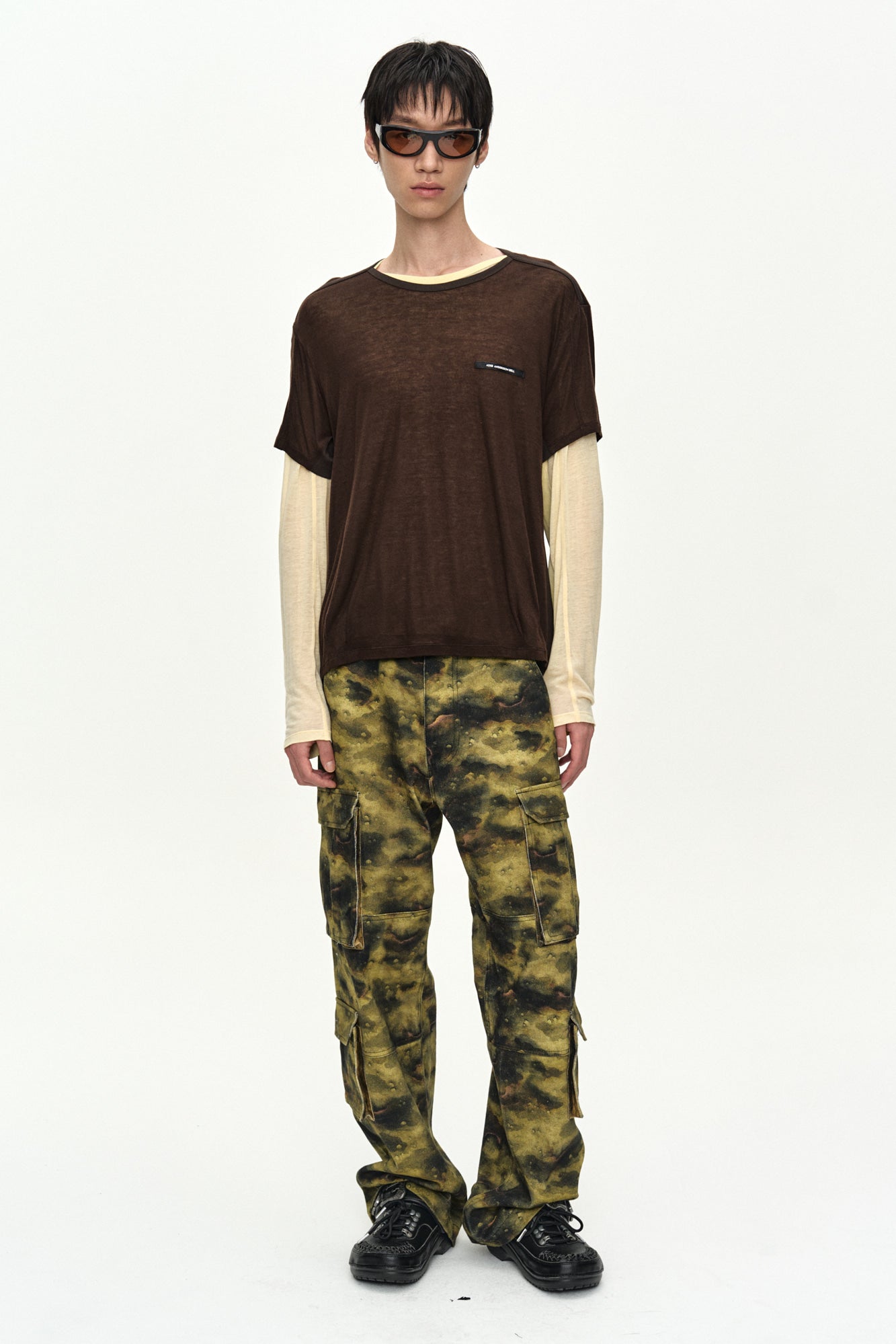 Andersson Bell - Unisex Burnout Camouflage-Printed Cargo Jeans (Green) product image 8 | TRAB K-Fashion Australia