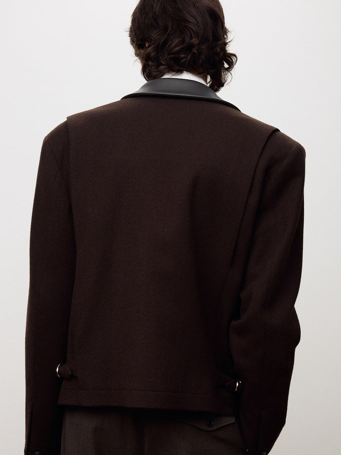 Tonywack - Leather Trim Wool Blouson (Dark Brown) product image 6 | TRAB K-Fashion Australia