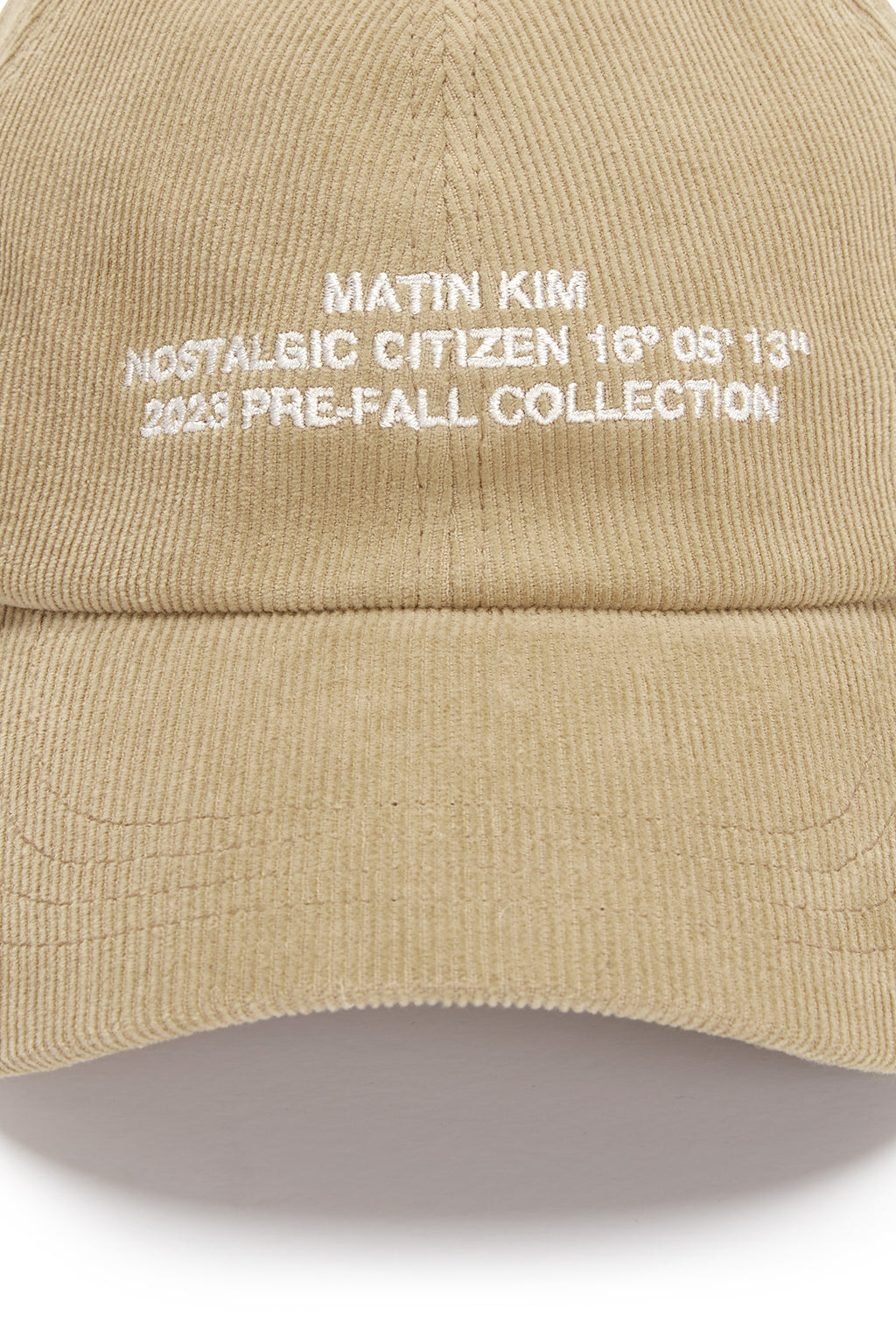 Matin Kim - Corduroy Lettering Ball Cap (Beige) product image 3 | TRAB K-Fashion Australia