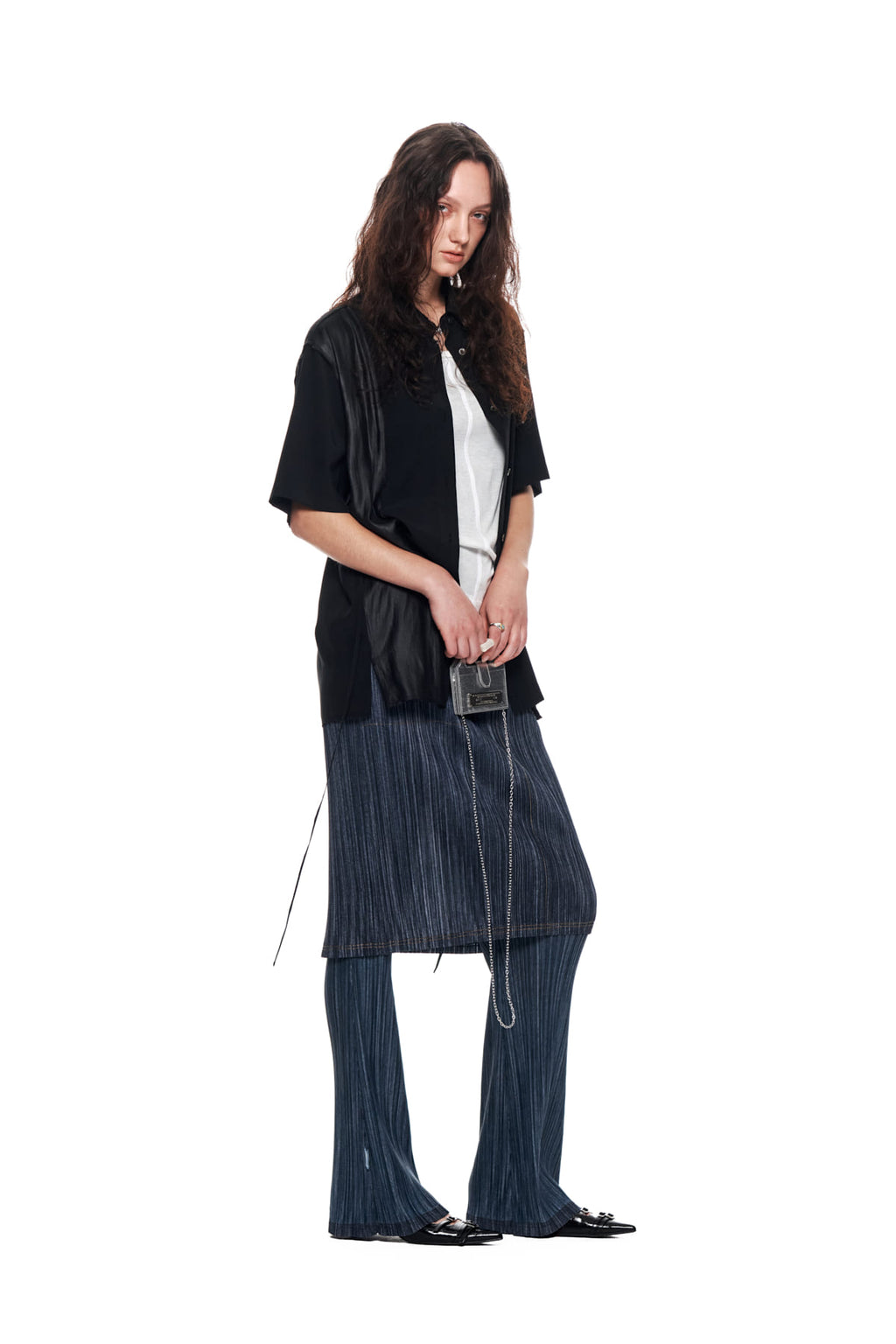 Matin Kim - Pleats Stitch Layered Skirt (Navy) product image 9 | TRAB K-Fashion Australia