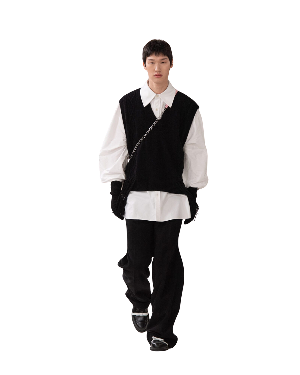 Kimhe Kim - Fringed Knit Vest (Black) product image 1 | TRAB K-Fashion Australia