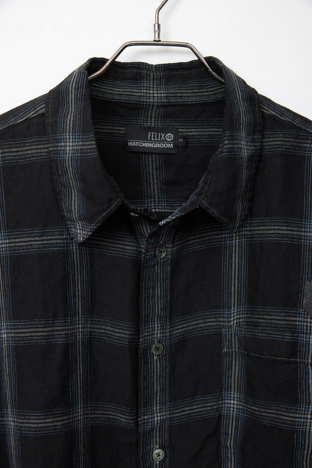Hatchingroom - Felix Shirt Over Dyed Check Linen (Black) product image 3 | TRAB K-Fashion Australia