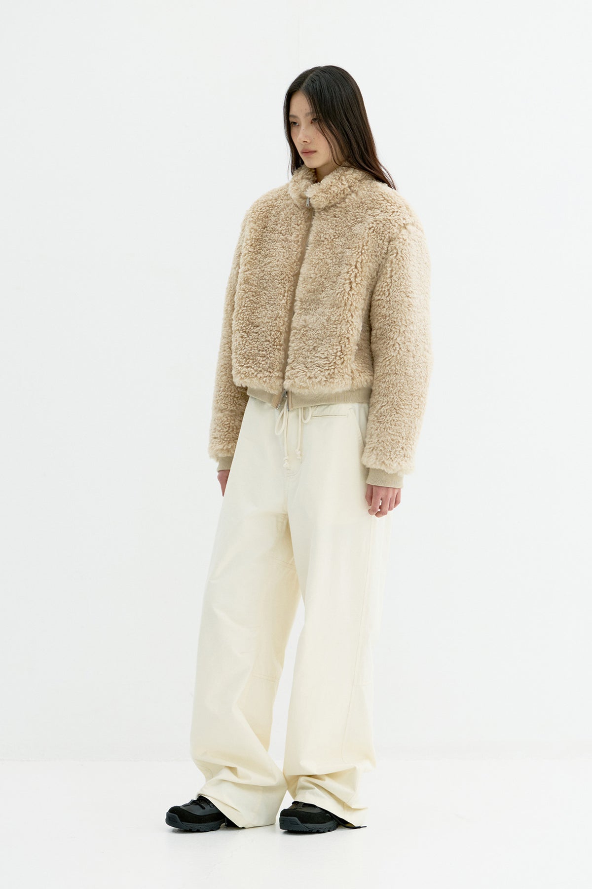 Coor - Curly Fake Fur Jumper (Beige) product image 3 | TRAB K-Fashion Australia