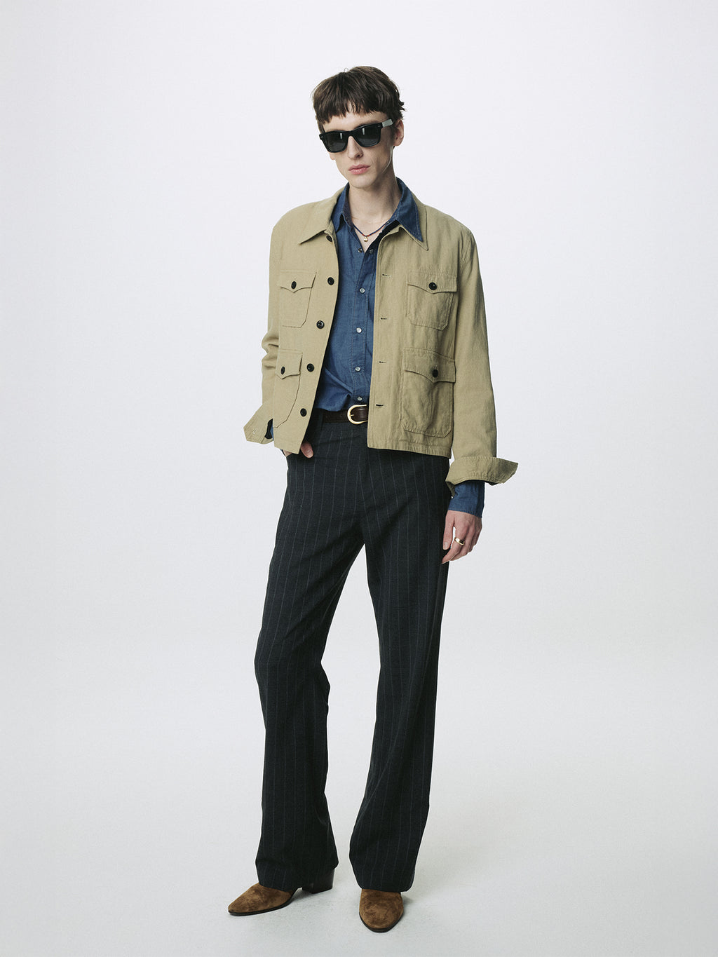 Tonywack - Striped Wool Flared-Leg Pants (Grey) product image 1 | TRAB K-Fashion Australia