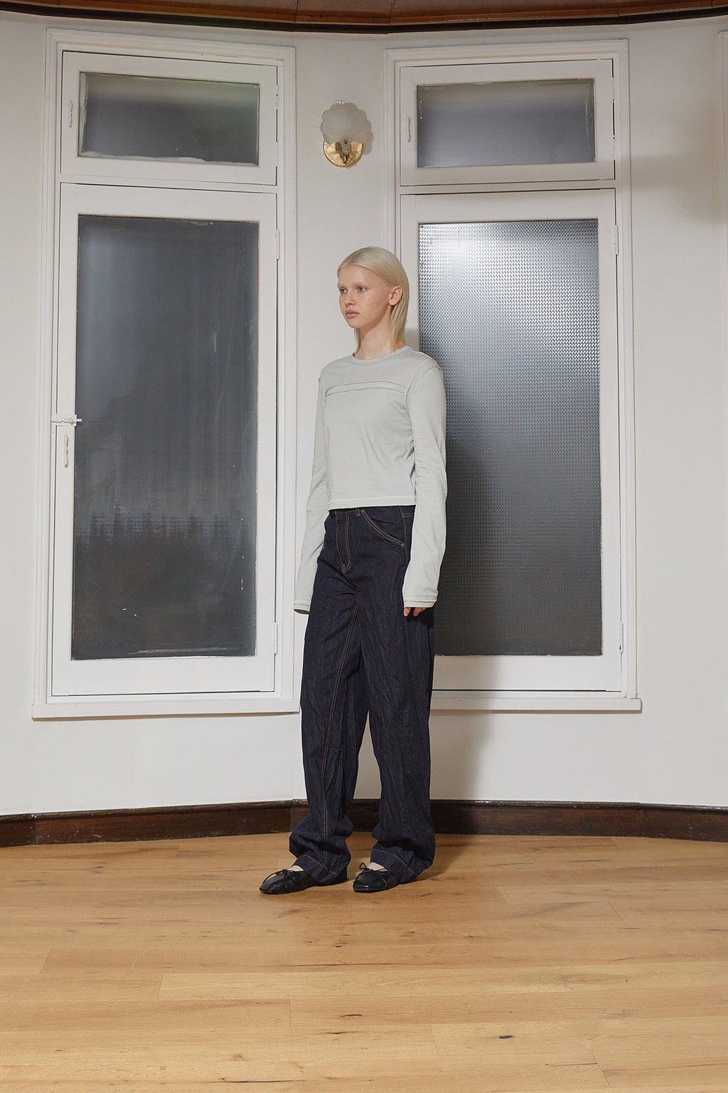 Matin Kim - Cut Line Detail Long Sleeve Logo Top (Mint) product image 7 | TRAB K-Fashion Australia