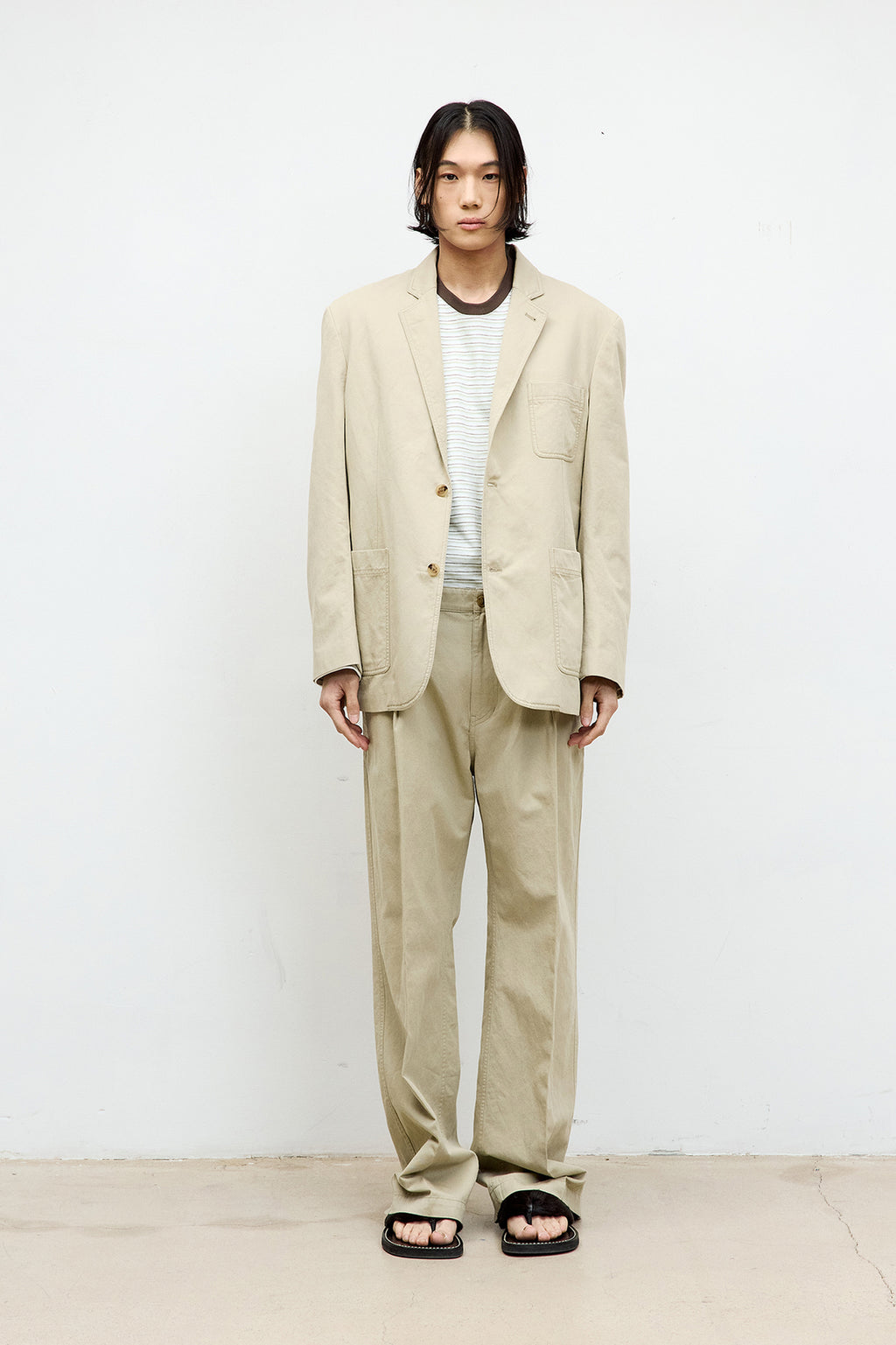 Coor - Washed Linen Blend Two Button Blazer (Beige) product image 2 | TRAB K-Fashion Australia