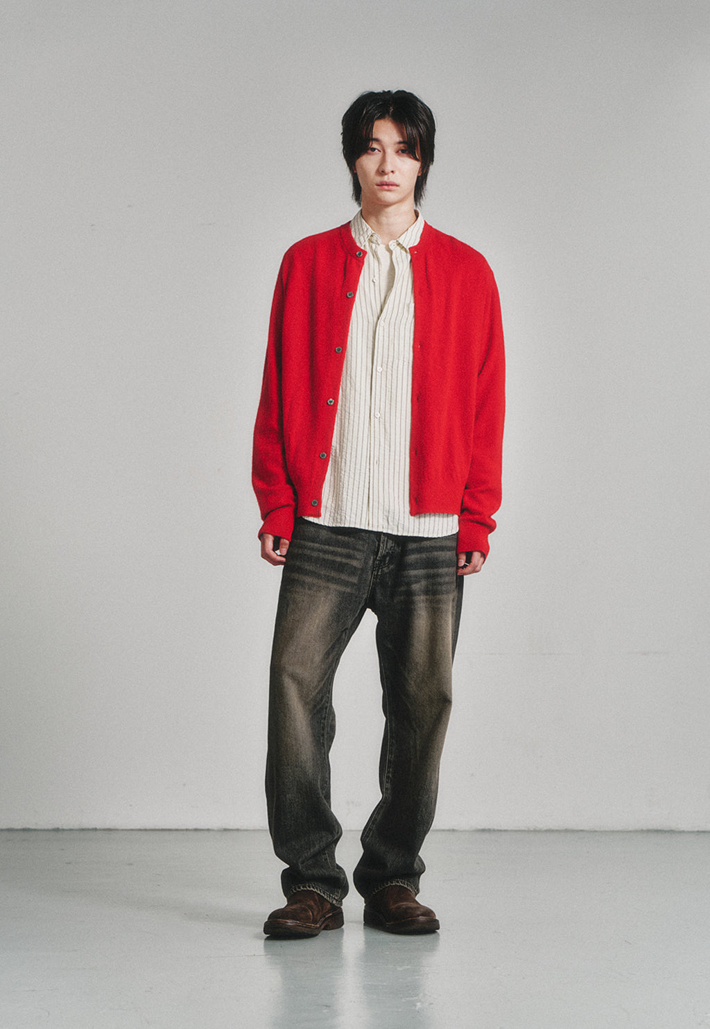 Art if acts - Wholegarment Round Neck Cardigan (Red) product image 2 | TRAB K-Fashion Australia