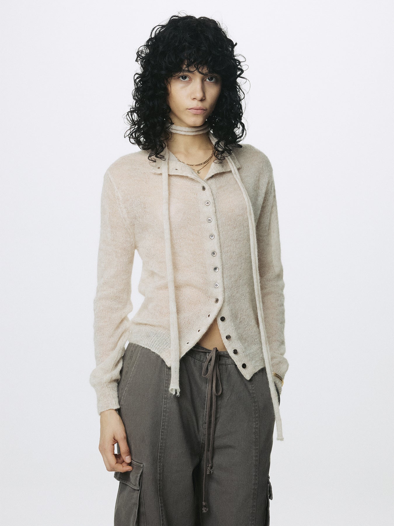 Tonywack - Mohair Half-Neck Cardigan (Ecru) product image 3 | TRAB K-Fashion Australia