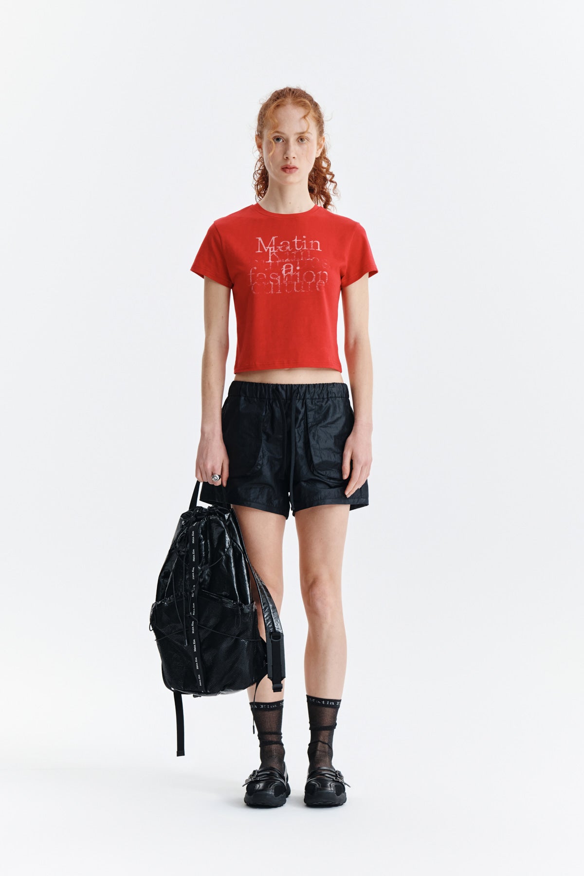 Matin Kim - Dusty Typo Graphic Crop Top (Red) product image 11 | TRAB K-Fashion Australia