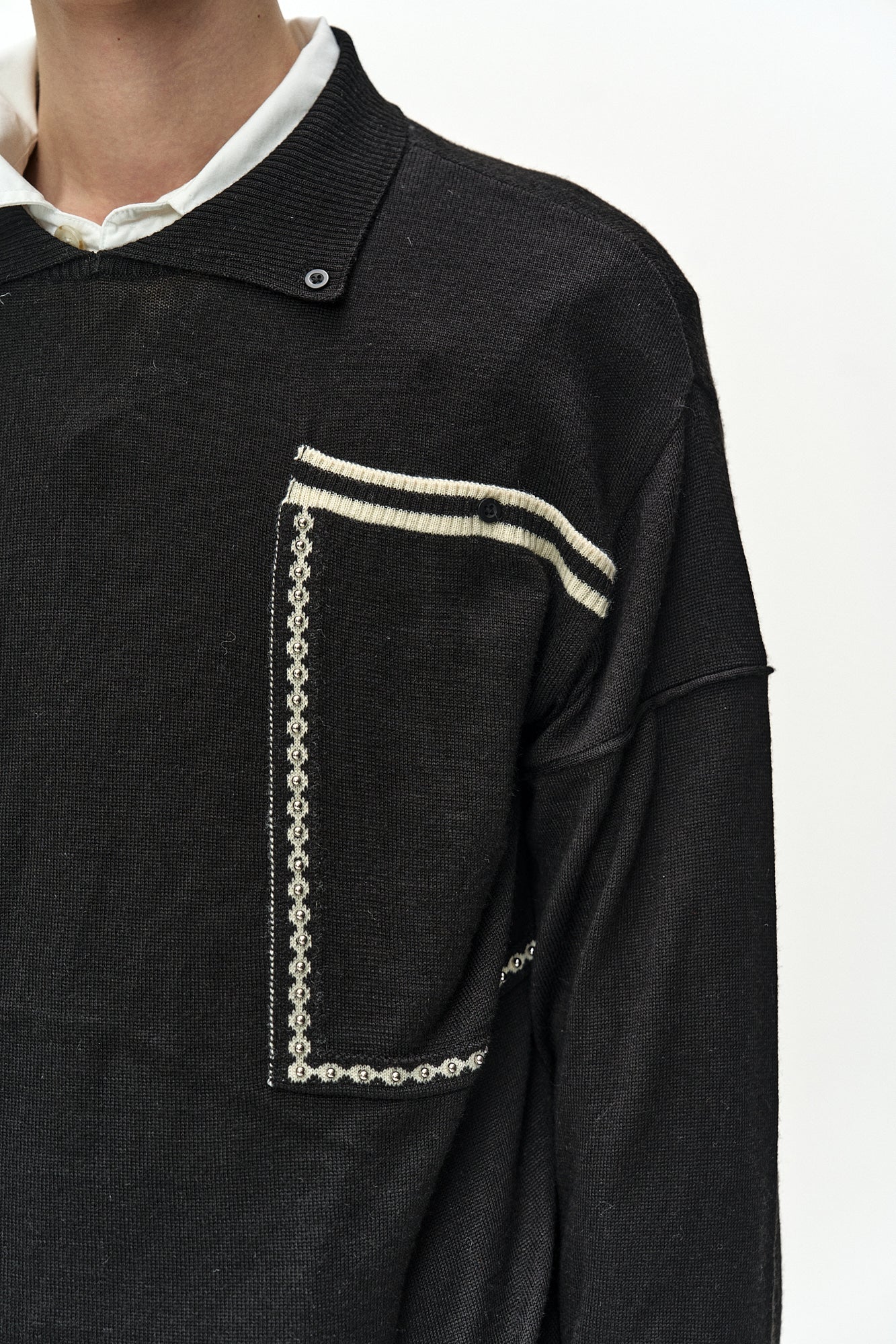 Andersson Bell - Big Pocket Polo Sweater (black) (Black) product image 6 | TRAB K-Fashion Australia