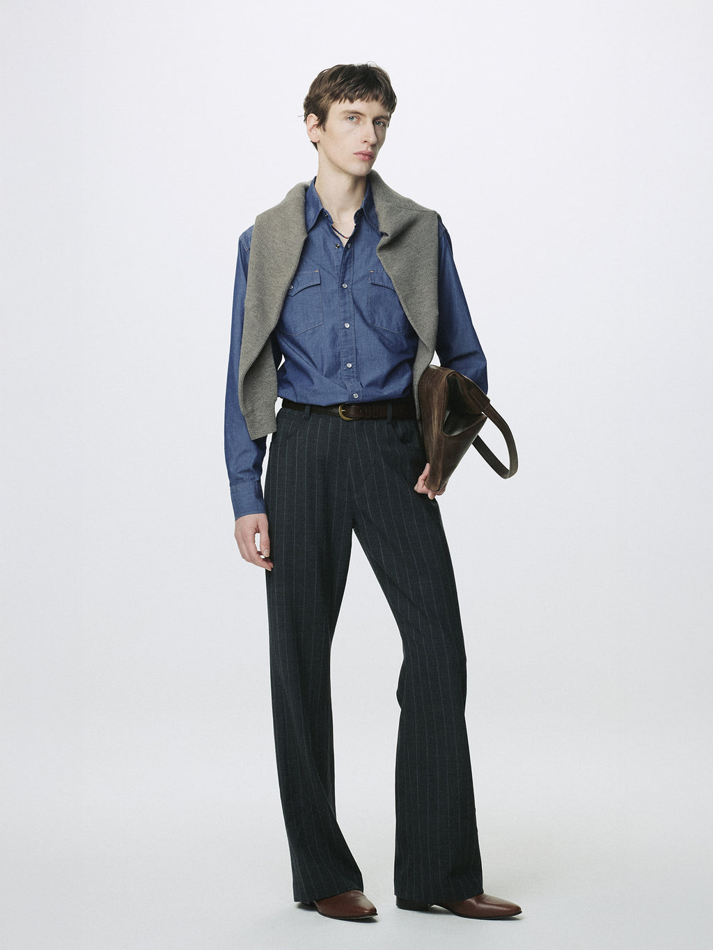 Tonywack - Washed Chambray Western Shirt Italian Fabric (Medium Indigo) product image 1 | TRAB K-Fashion Australia
