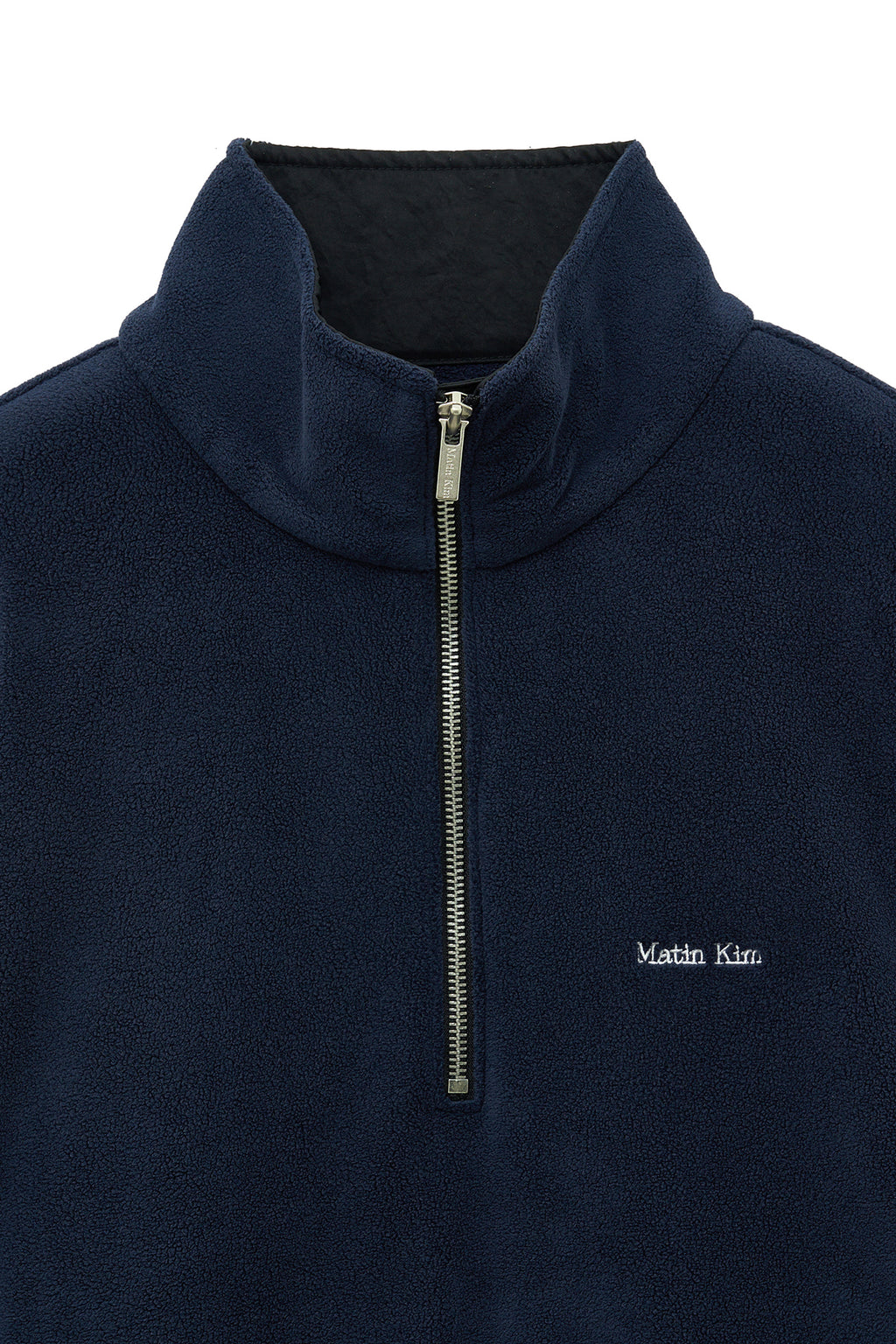 Matin Kim - Sherpa Fleece Half Zip Up Top (Navy) product image 4 | TRAB K-Fashion Australia