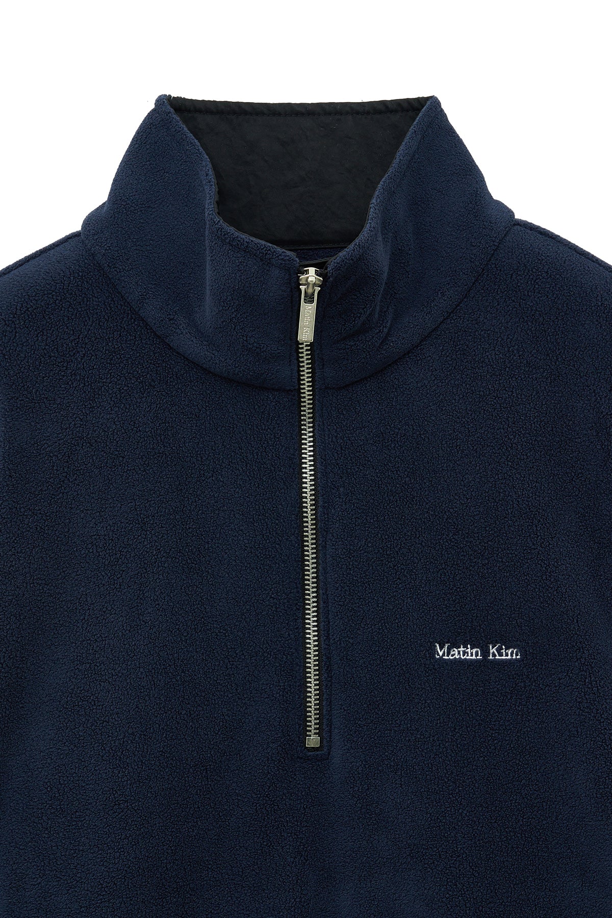 Matin Kim - Sherpa Fleece Half Zip Up Top (Navy) product image 4 | TRAB K-Fashion Australia