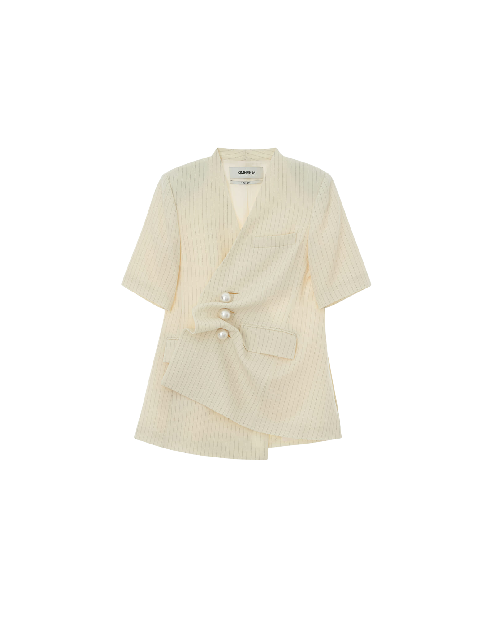 Kimhe Kim - Draped Collarless Wool Jacket (Ivory) product image 6 | TRAB K-Fashion Australia