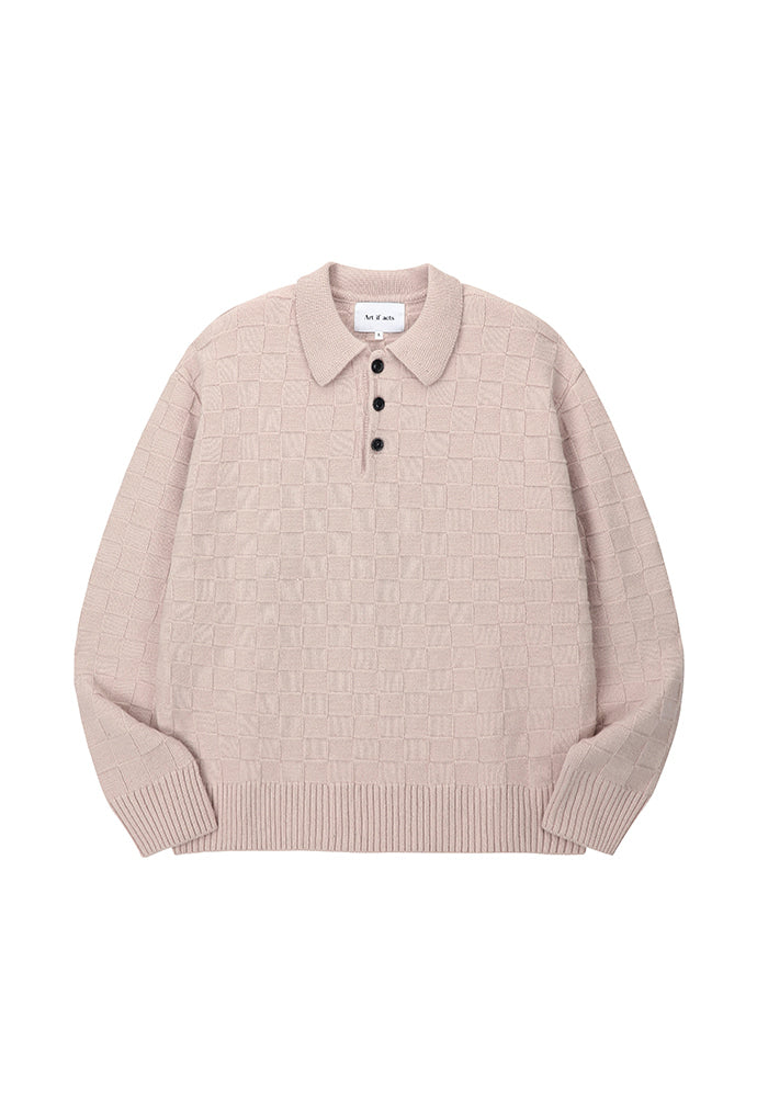 Art if acts - Checkerboard Collar Knit (Delicate Pink) product image 6 | TRAB K-Fashion Australia