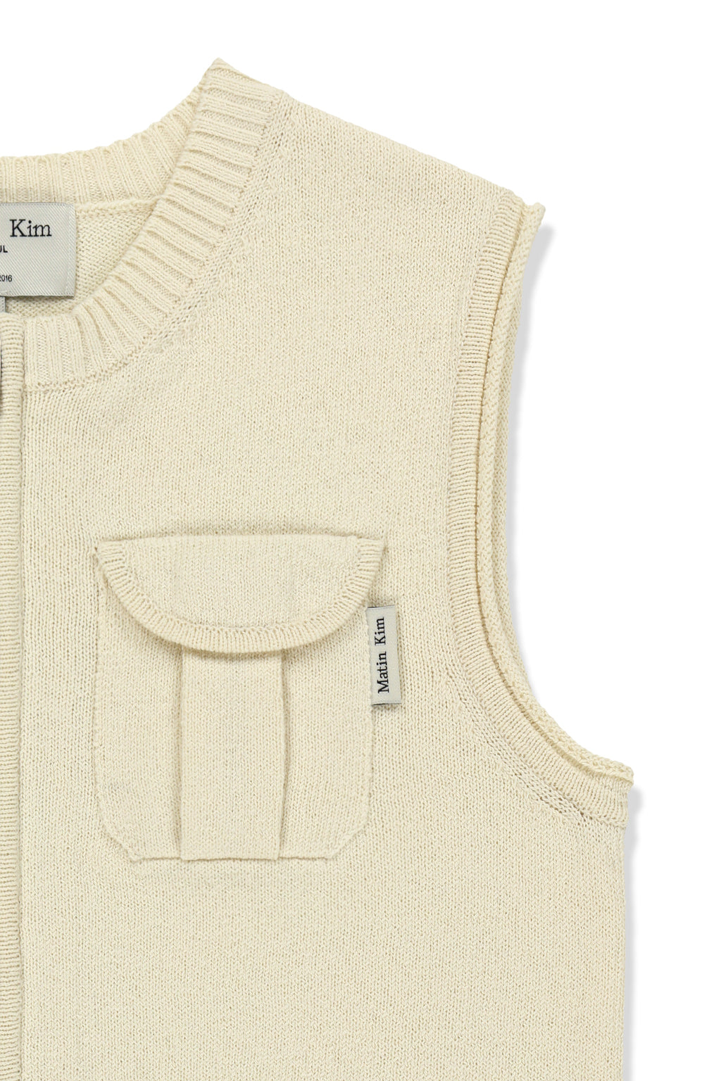 Matin Kim - Pocket Washed Knit Vest (Light Beige) product image 4 | TRAB K-Fashion Australia