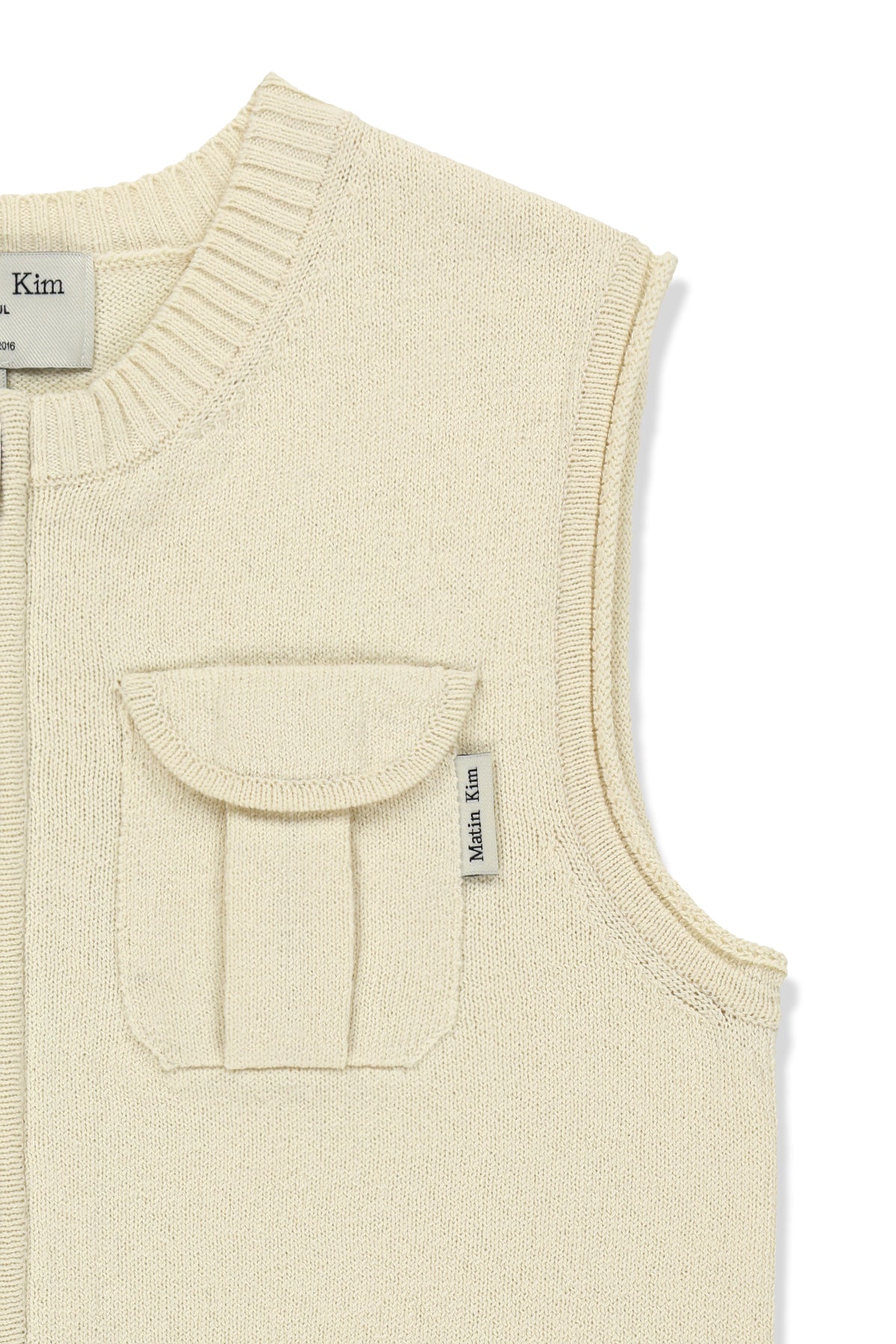 Matin Kim - Pocket Washed Knit Vest (Light Beige) product image 4 | TRAB K-Fashion Australia