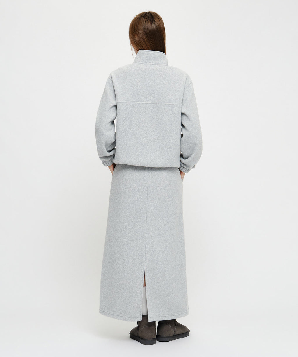 Marithe & Francois Girbaud - Classic Logo Long Fleece Skirt (Heather Gray) product image 5 | TRAB K-Fashion Australia