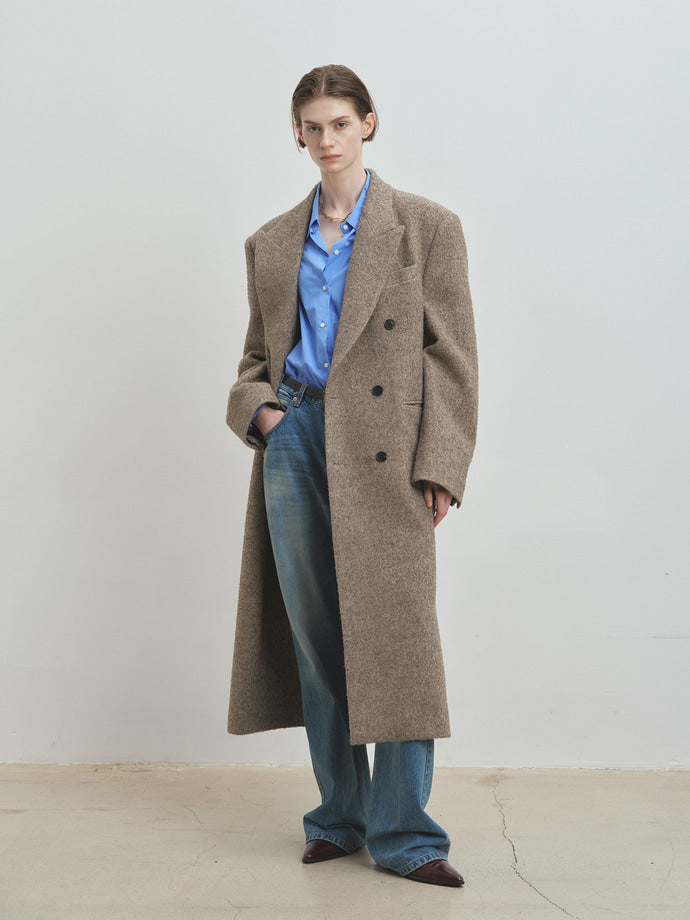 Tonywack - Textured Wool And Alpaca Double-Breasted Coat (Beige) product image 2 | TRAB K-Fashion Australia