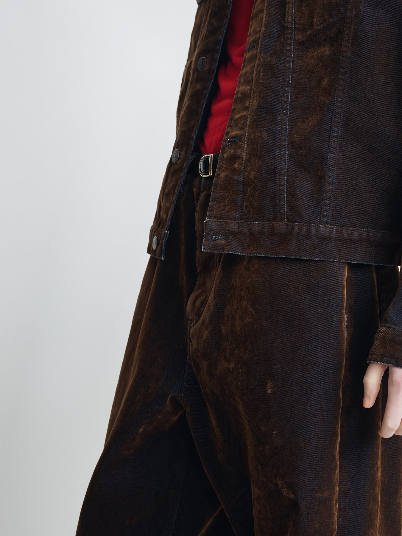 Tonywack - Flocked Denim Loose Flared Pants (Brown) product image 8 | TRAB K-Fashion Australia