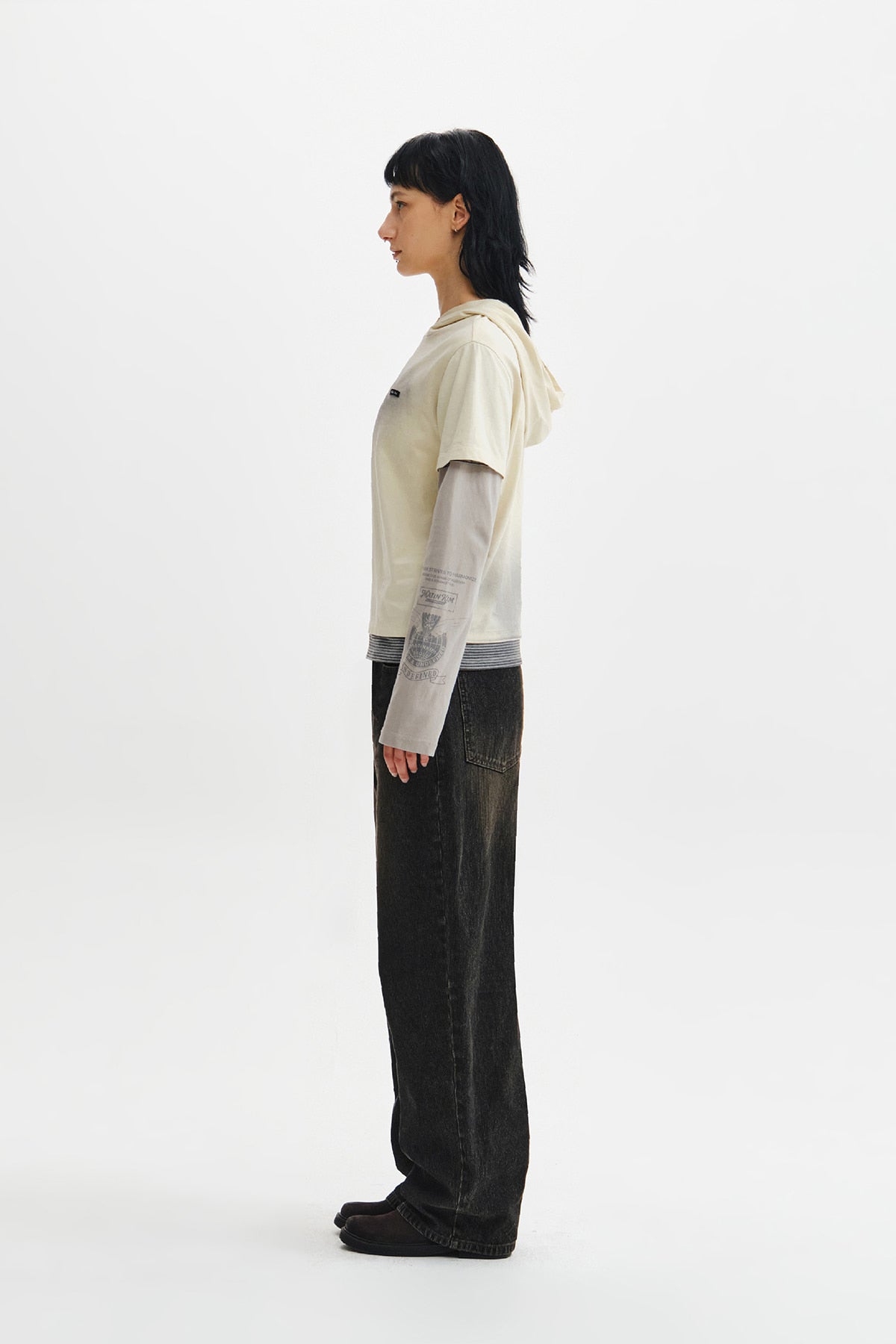 Matin Kim - Dust Washed Layered Hood Top (Butter) product image 9 | TRAB K-Fashion Australia