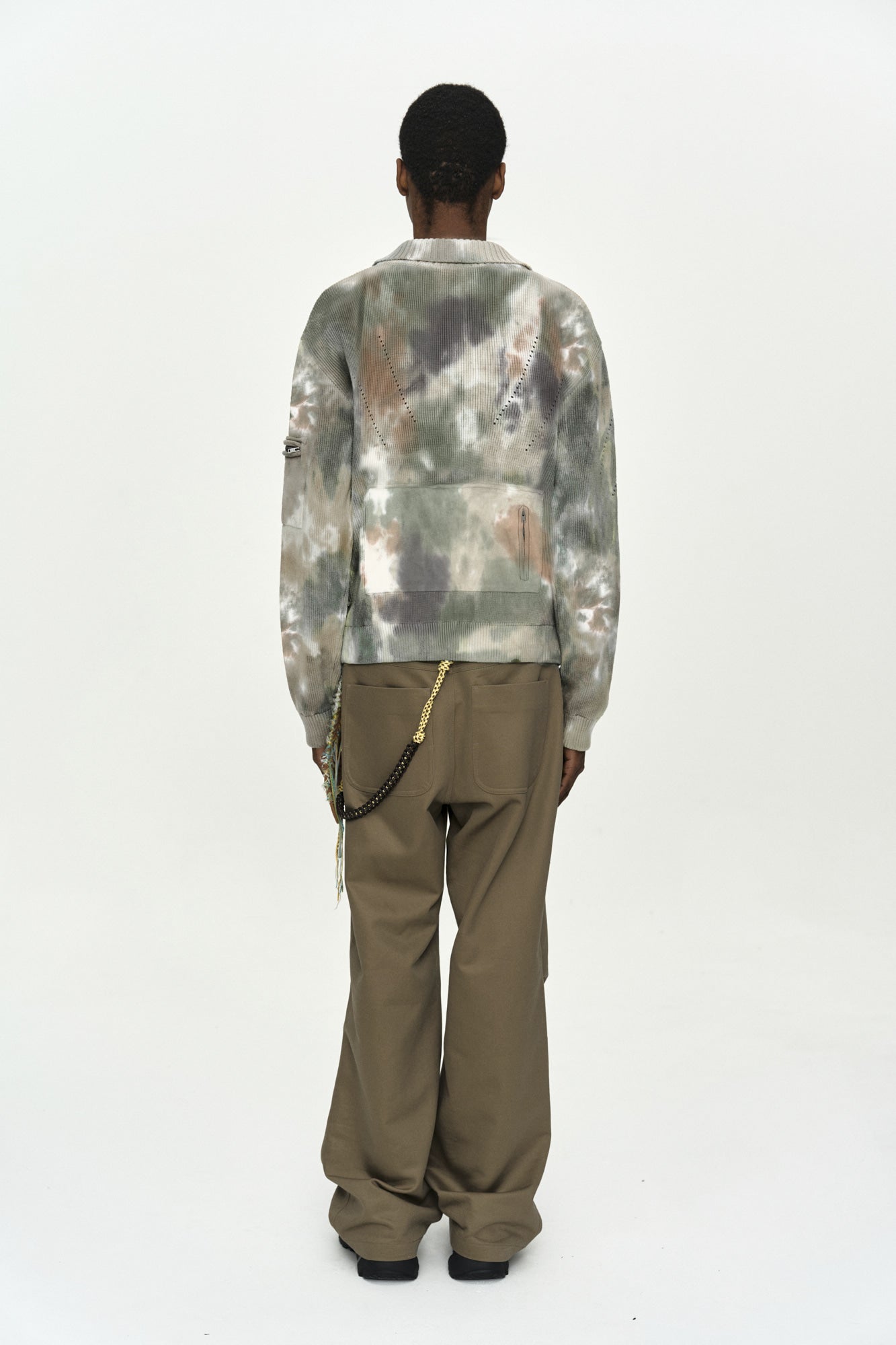 Andersson Bell - Multi-Dyed Knit Zip-Up Sweater (Green/Beige) product image 3 | TRAB K-Fashion Australia