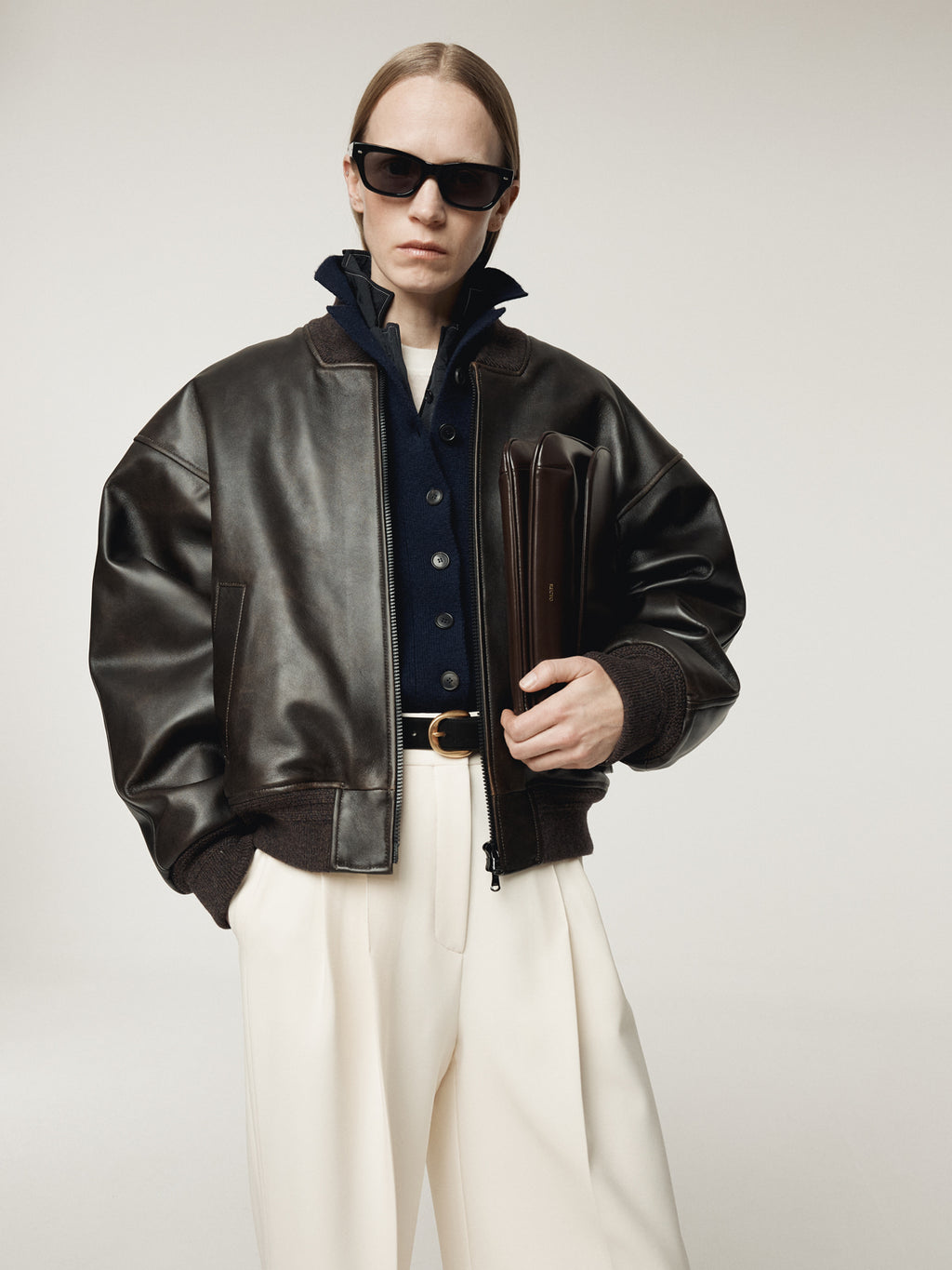 Recto - Vintage Effect Leather Bomber (Vintage Brown) product image 6 | TRAB K-Fashion Australia