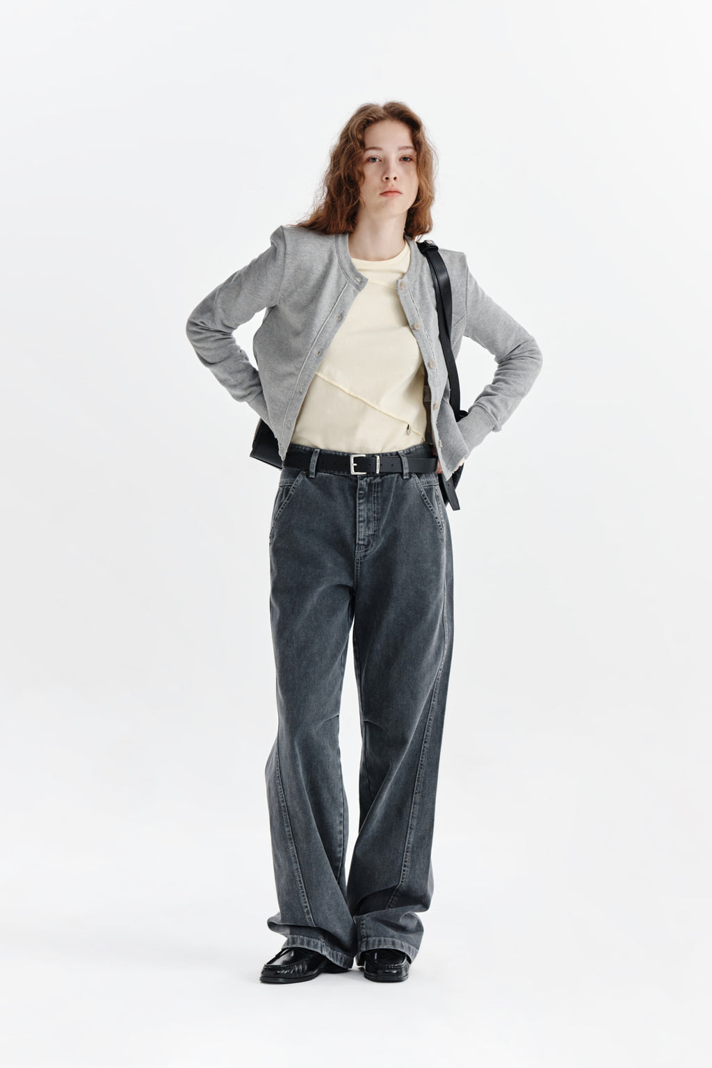 Matin Kim - Rib Point Jersey Cardigan (Grey) product image 9 | TRAB K-Fashion Australia