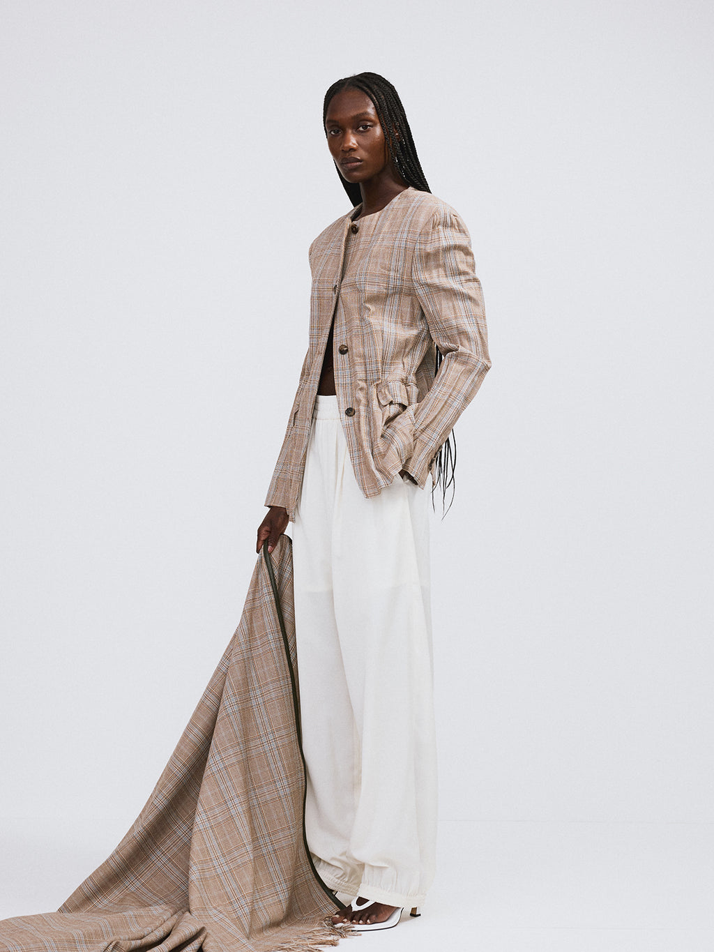 Recto - Crinkle Vintage Check Jacket (Camel) product image 3 | TRAB K-Fashion Australia