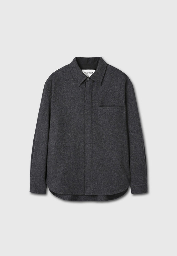 Tonywack - Virgin Wool Hidden Placket Shirt (Grey) product image 7 | TRAB K-Fashion Australia
