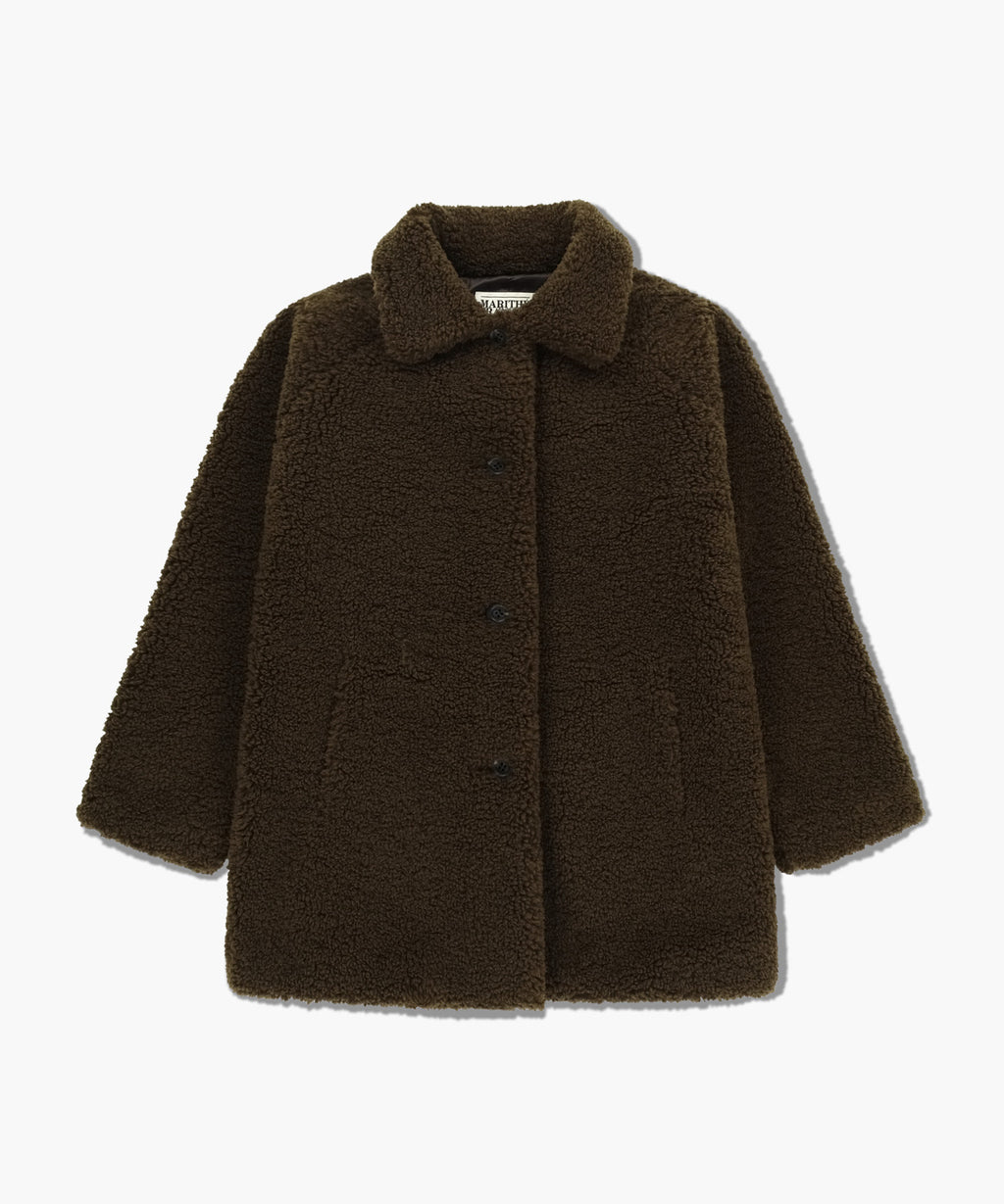 Marithe & Francois Girbaud - Mid Shearling Fur Coat (Dark Brown) product image 6 | TRAB K-Fashion Australia