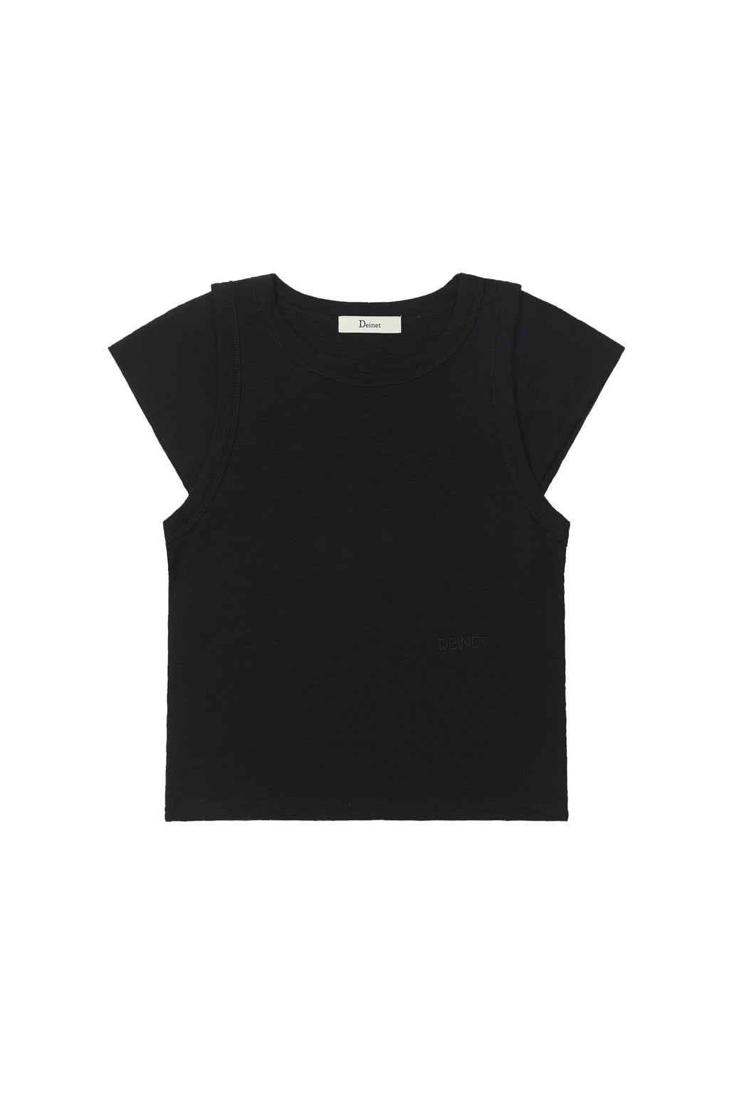 Deinet - Slub Cap Sleeve T-Shirt (Black) product image 1 | TRAB K-Fashion Australia