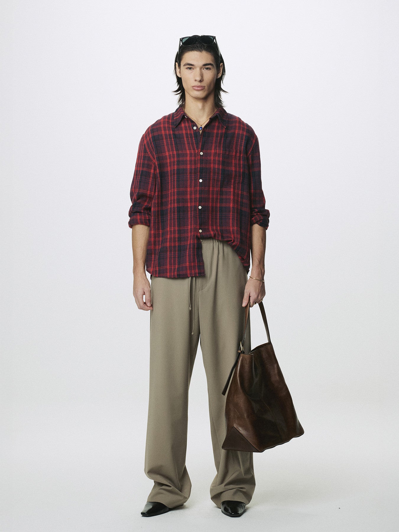 Tonywack - Washed Cotton Blend Check Shirt (Red/Blue) product image 2 | TRAB K-Fashion Australia