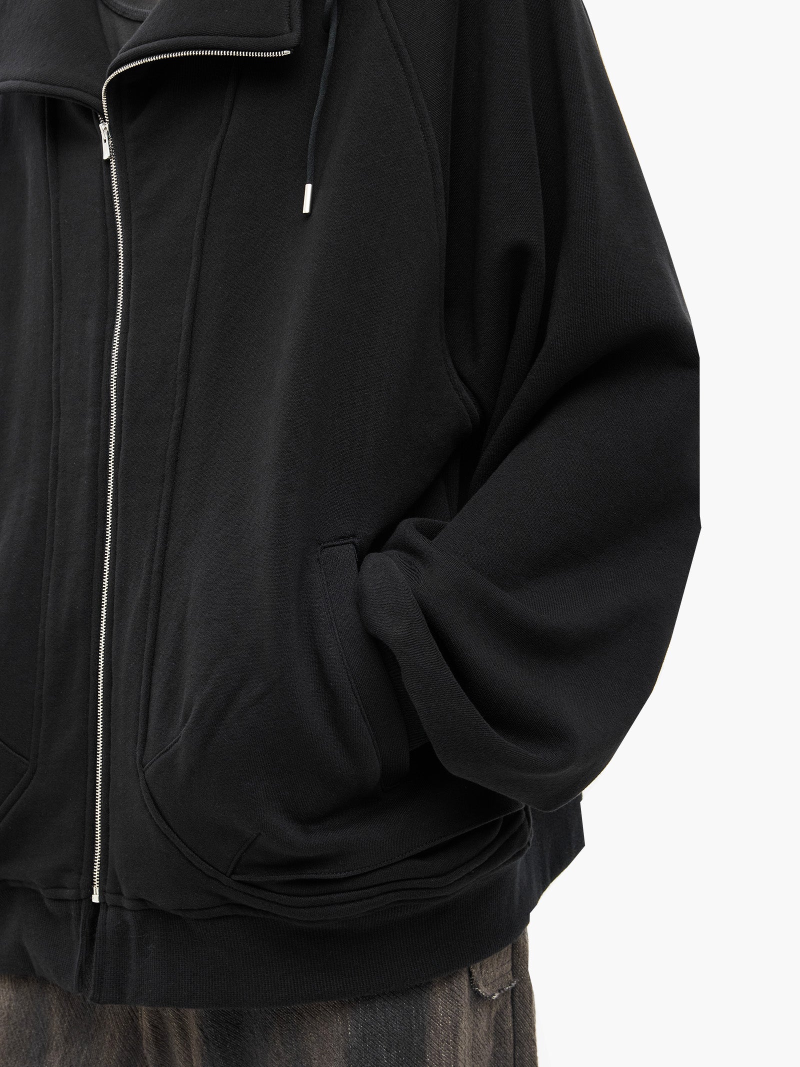 Jiyong Kim - Asymmetric Zip-Up Hoodie (Black) product image 8 | TRAB K-Fashion Australia