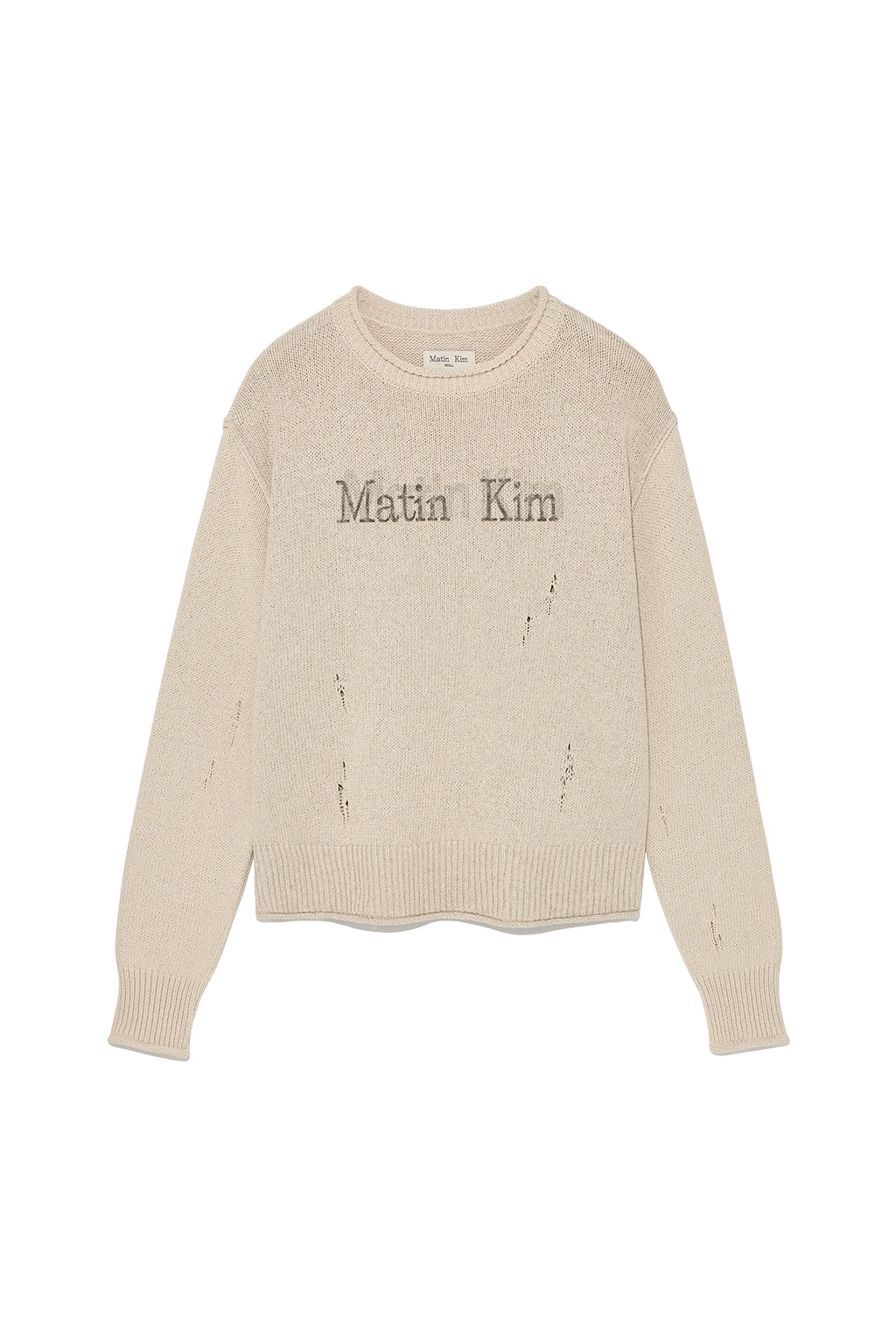 Matin Kim - Crack Logo Vintage Knit Pullover (Beige) product image 1 | TRAB K-Fashion Australia