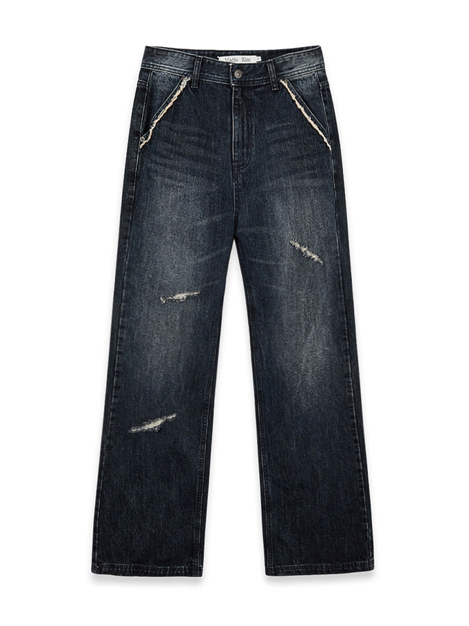 Matin Kim - Semi Boots Cut Washed Denim Pants (Navy) product image 1 | TRAB K-Fashion Australia