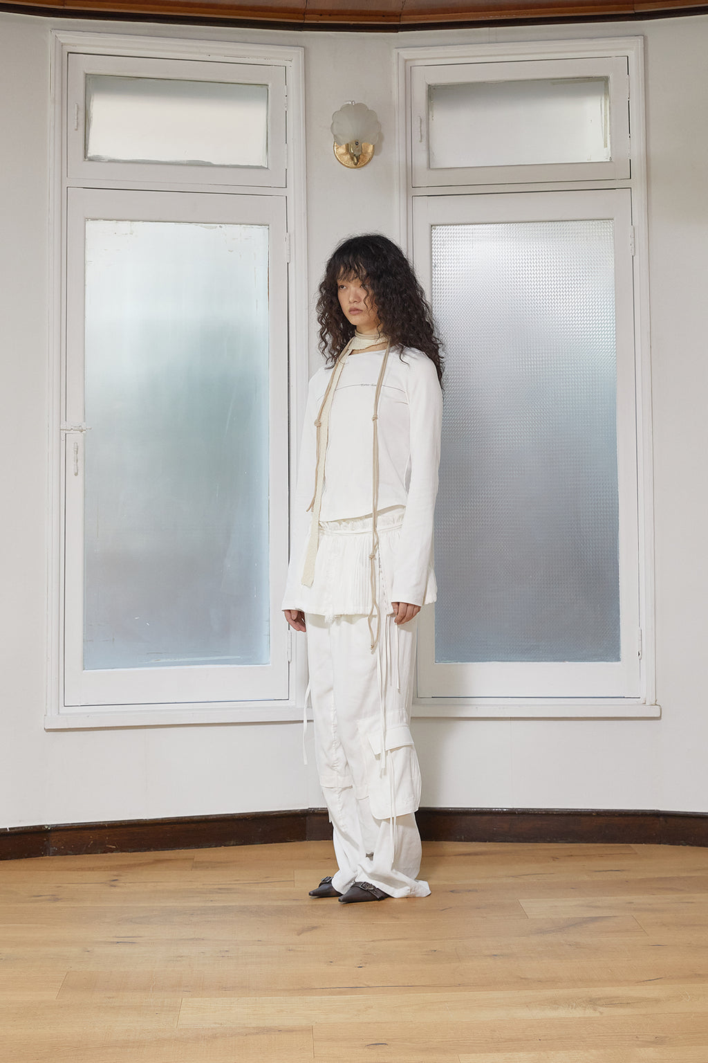 Matin Kim - Tuck Detail Small Logo Top (White) product image 8 | TRAB K-Fashion Australia