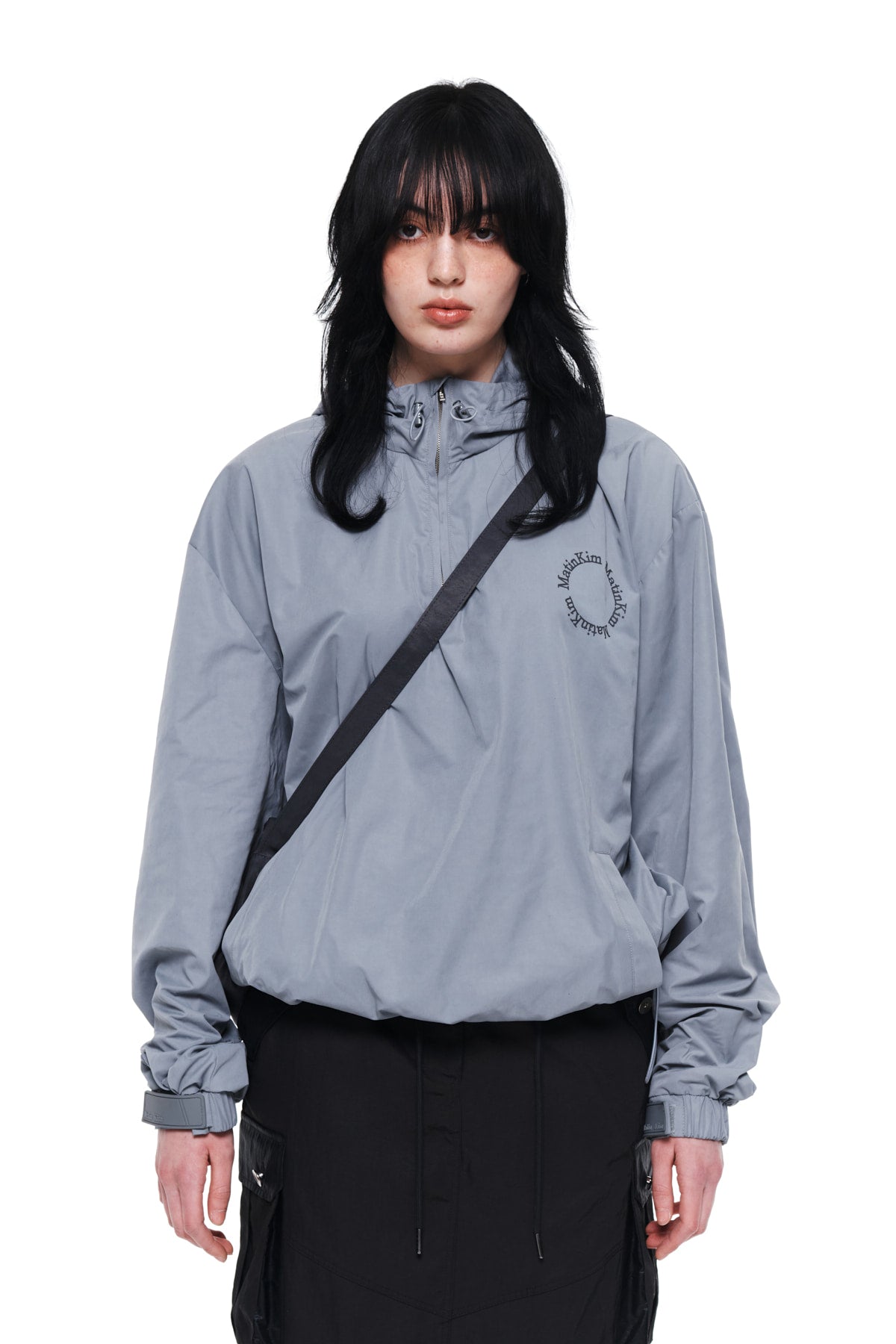 Matin Kim - Reflexed Logo Print Anorak Jumper (Grey) product image 10 | TRAB K-Fashion Australia