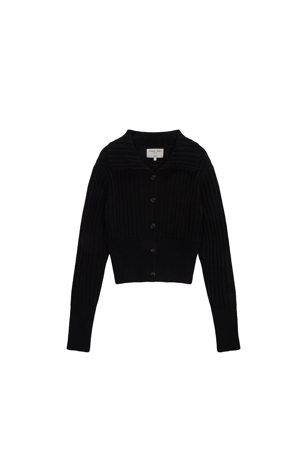 Matin Kim - Semi Crop Knit Button Cardigan (Black) product image 1 | TRAB K-Fashion Australia