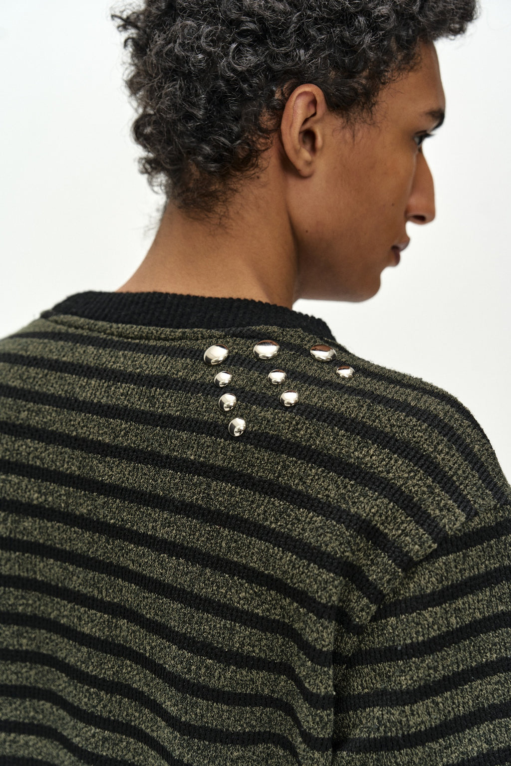 Andersson Bell - Unisex Studded Stripe Layered Sweater (black) (Black) product image 6 | TRAB K-Fashion Australia