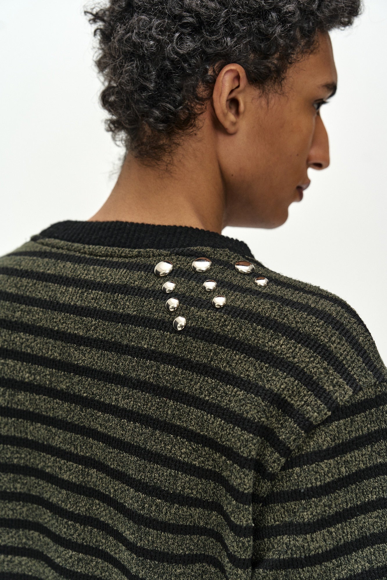 Andersson Bell - Unisex Studded Stripe Layered Sweater (black) (Black) product image 6 | TRAB K-Fashion Australia