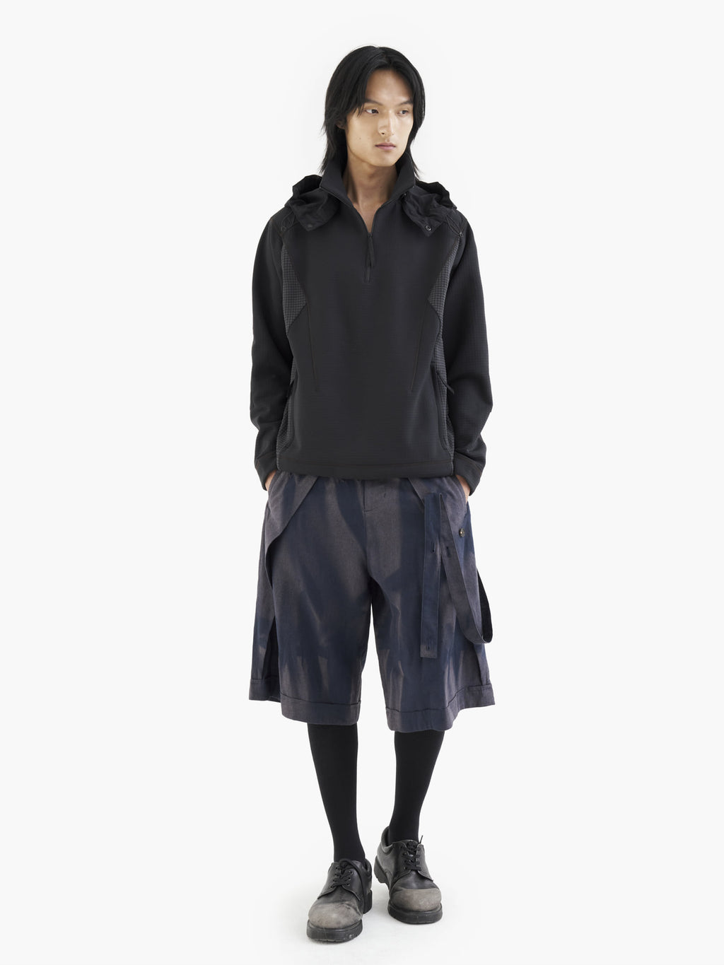 Jiyong Kim - Hooded Half Zip-Up (Black) product image 1 | TRAB K-Fashion Australia