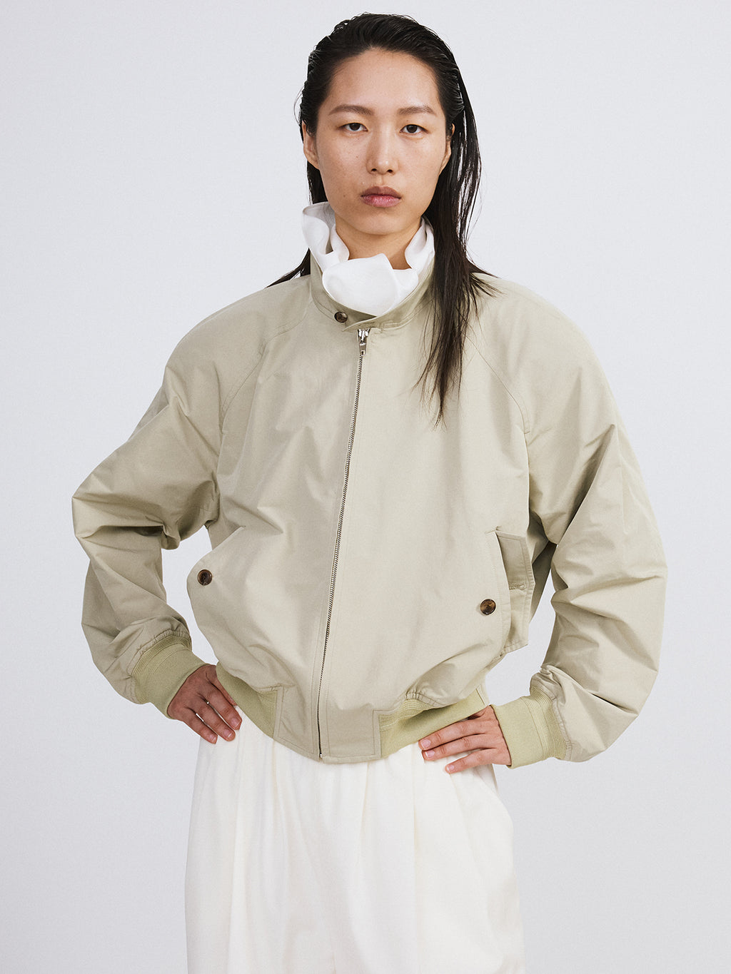 Recto - Crop Harrington Jumper (Light Khaki) product image 4 | TRAB K-Fashion Australia