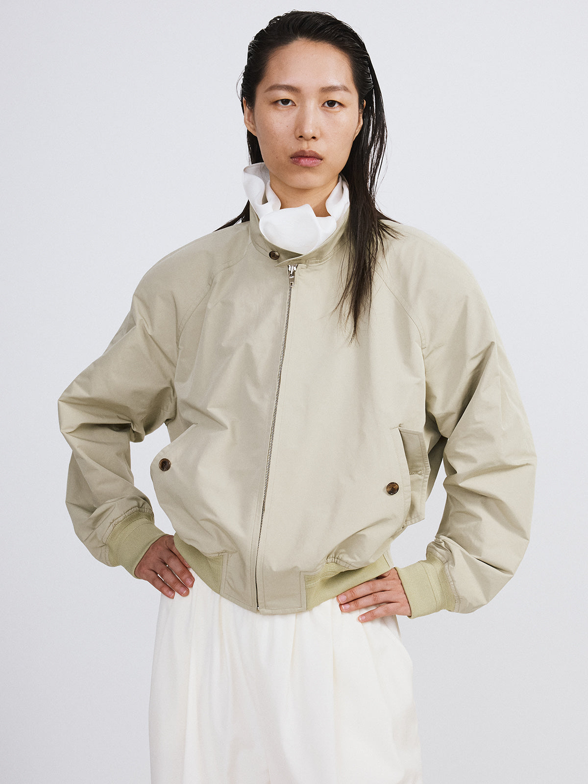 Recto - Crop Harrington Jumper (Light Khaki) product image 4 | TRAB K-Fashion Australia