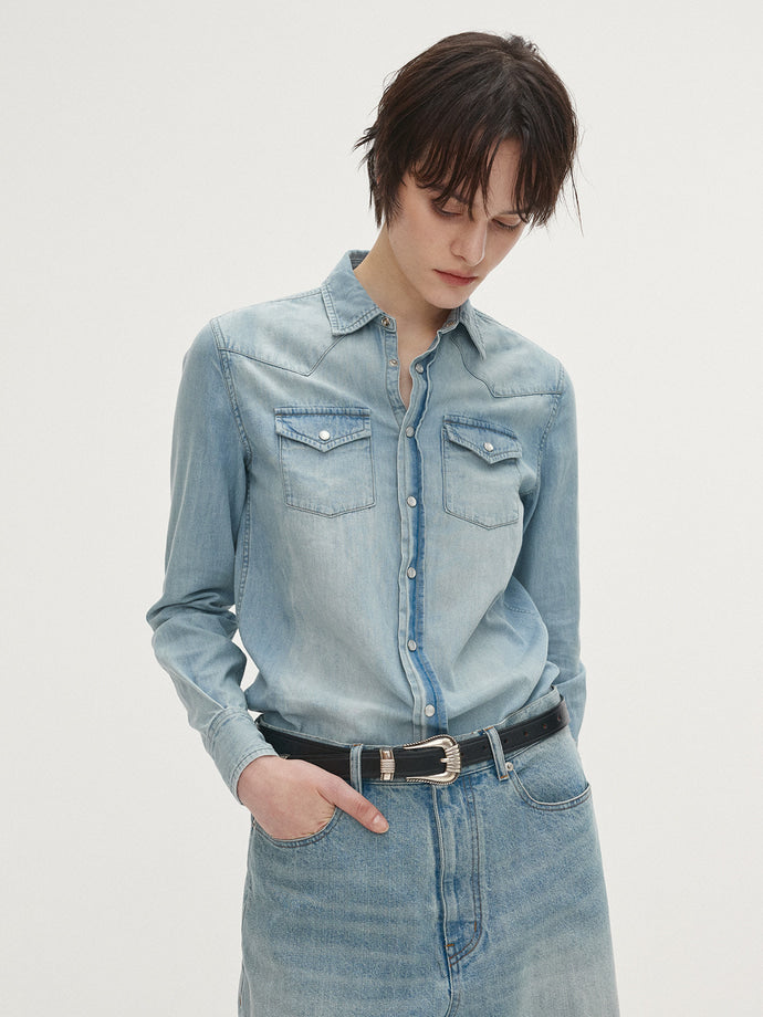 Tonywack - Washed Denim Western Shirt (Washed Light Blue) product image 1 | TRAB K-Fashion Australia