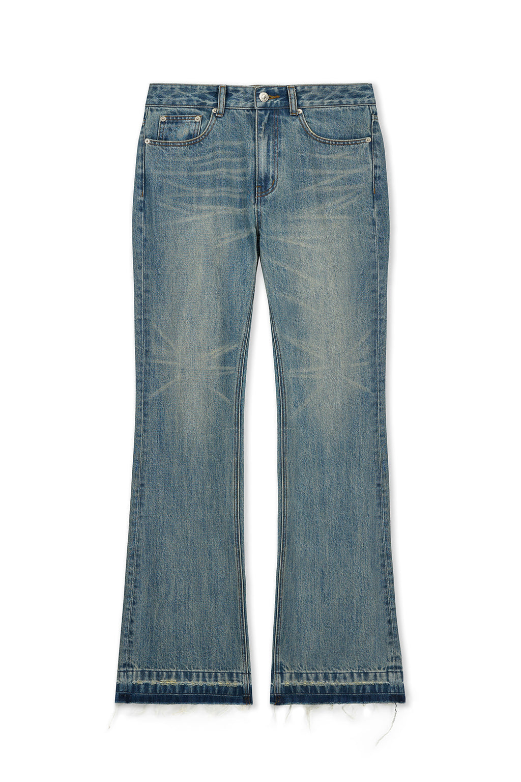 Matin Kim - Washed Point Boots Cut Denim Pants (Blue) product image 1 | TRAB K-Fashion Australia